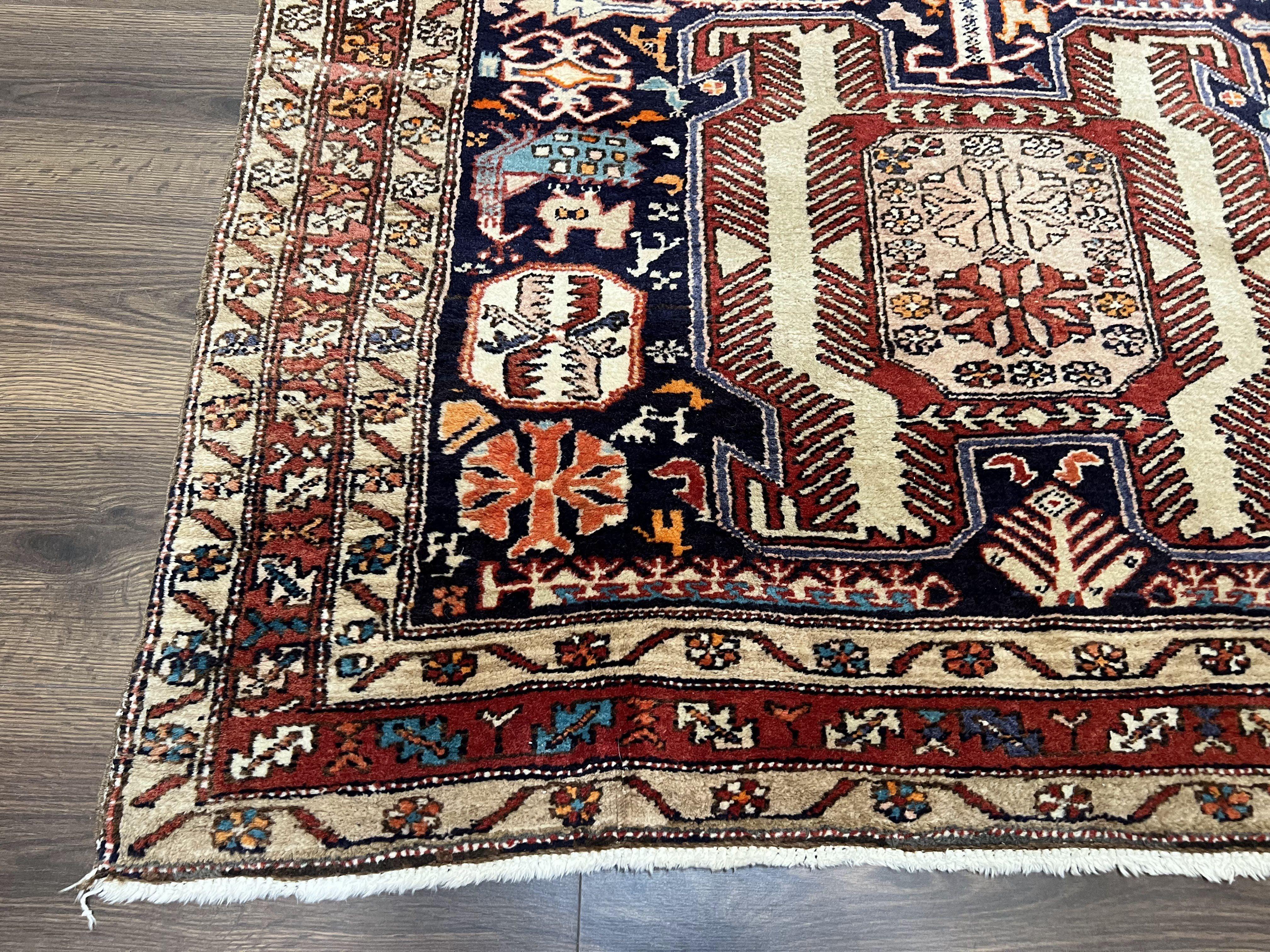 Persian Ardabil Wide Runner Rug 4x10 - Geometric Medallions & Animal Pictorials - Jewel Rugs