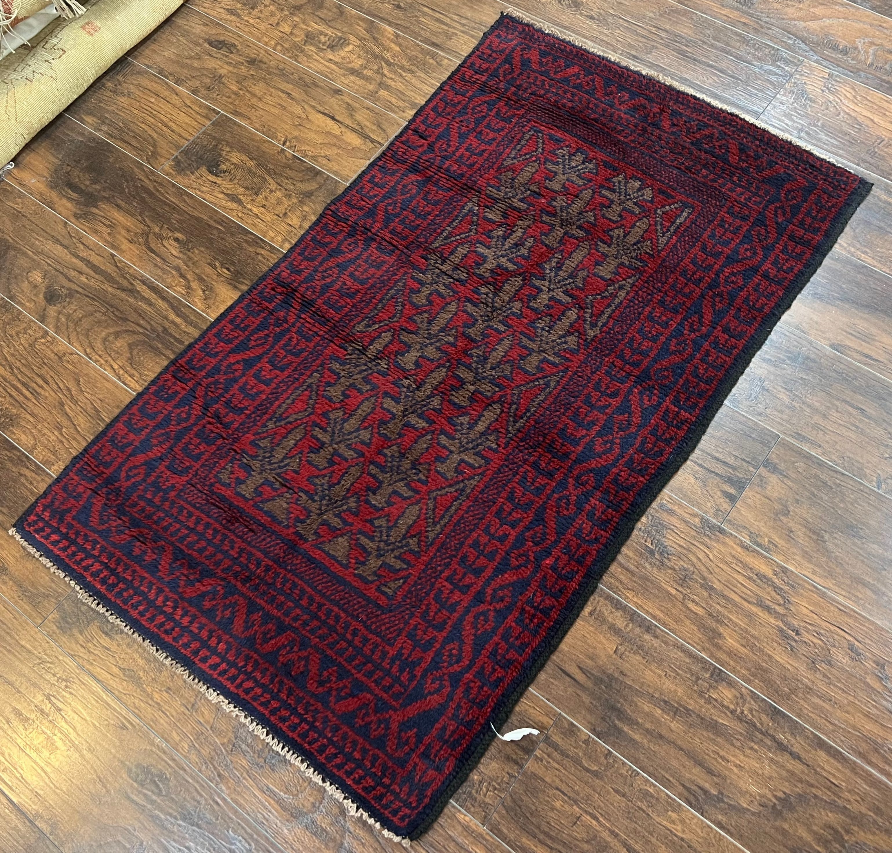Vintage Balouchi Rug 3x5 Tribal Wool Carpet Red Blue Hand Knotted Afghan Rug - Jewel Rugs