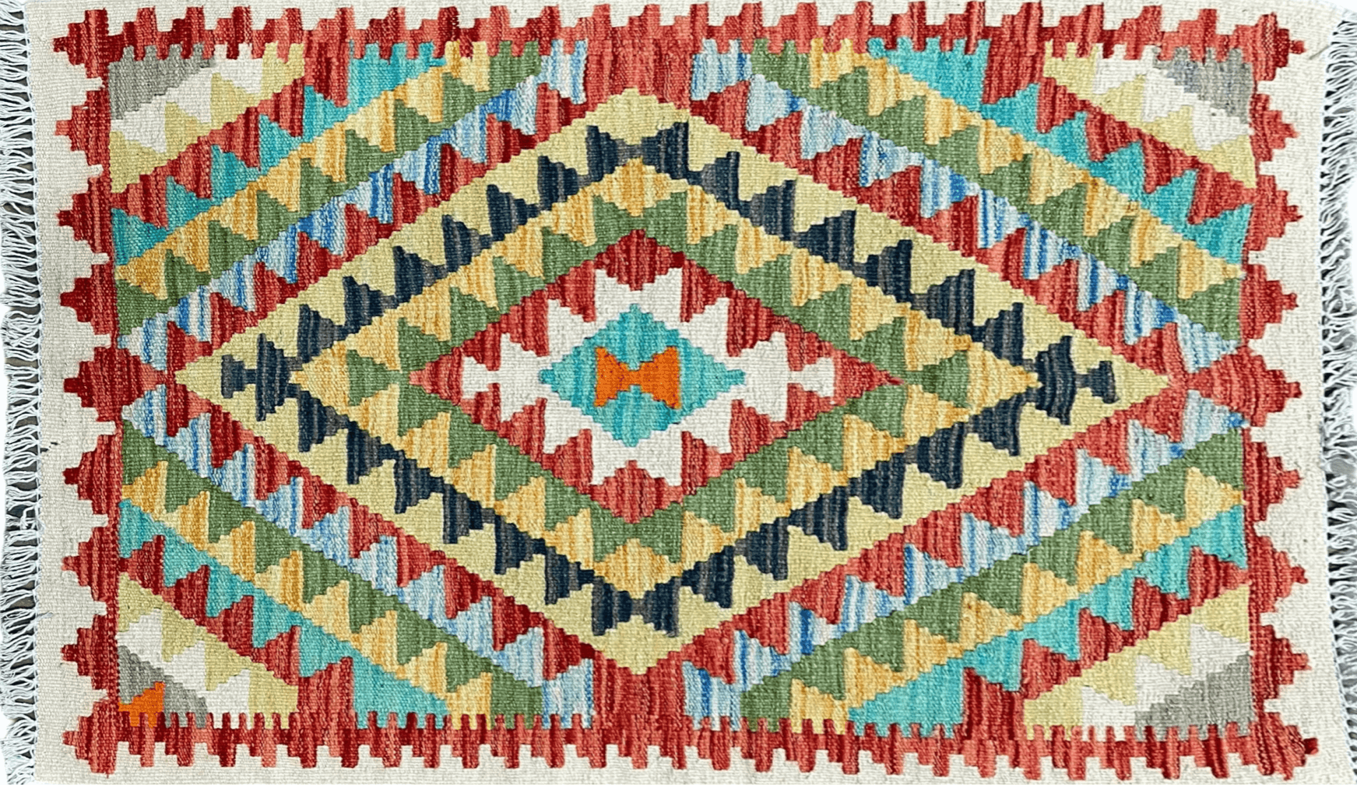 Small Kilim Rug 2x3 Colorful Turkish Kilim Accent Rug New Flatweave Wool Kilim Chobi Kilim Diamond Zigzag Playroom Rug - Jewel Rugs