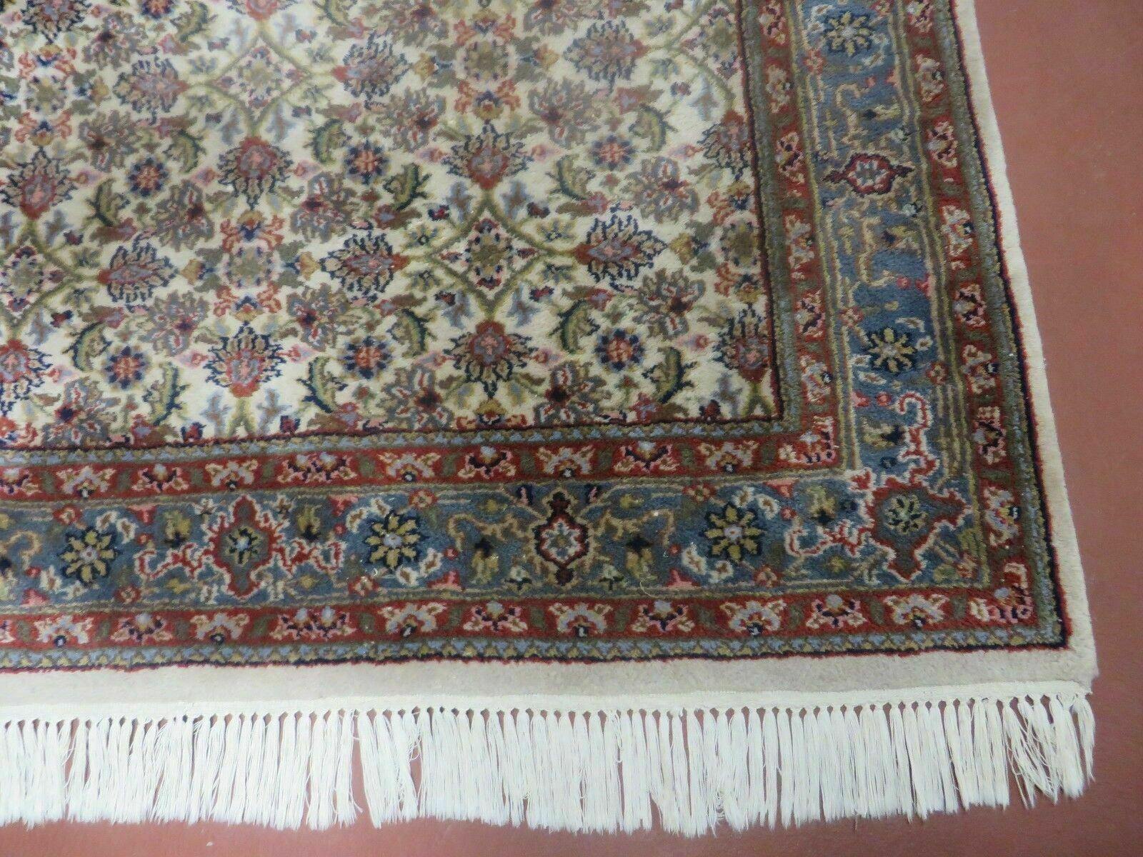 Vintage Rug 4x7 Indian Oriental Carpet, Handmade Hand Knotted Allover Floral Wool Rug 4 x 7, Beige Blue Red, Jaipur Rug, Indo Persian Rug - Jewel Rugs