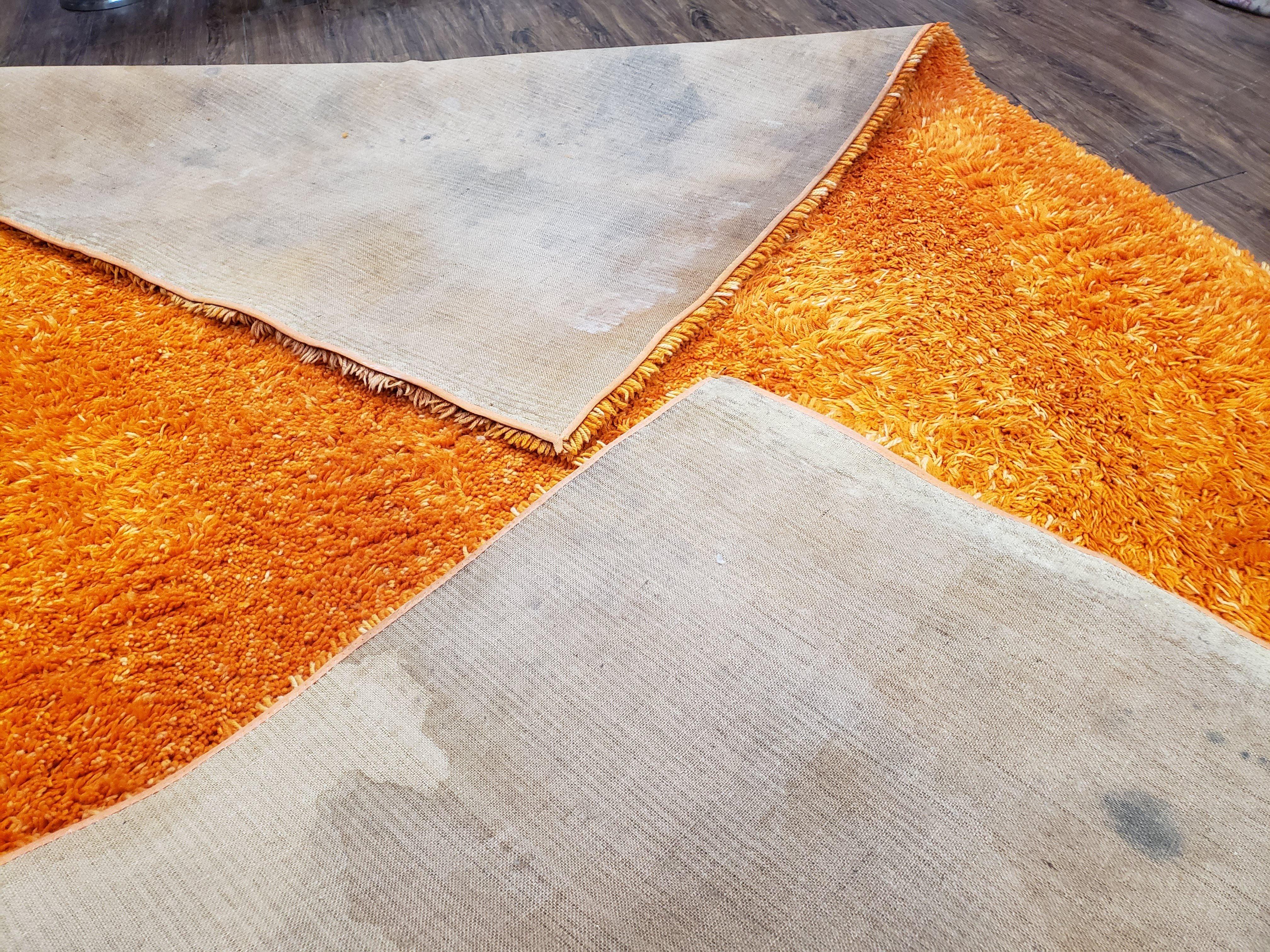 Large Orange Shag Rug 6 x 12, Vintage Mid Century European Shag Rug 6x12 ft, Rya Style Shag Carpet, Room Sized Shag Rug, Long Shag Rug, Soft - Jewel Rugs