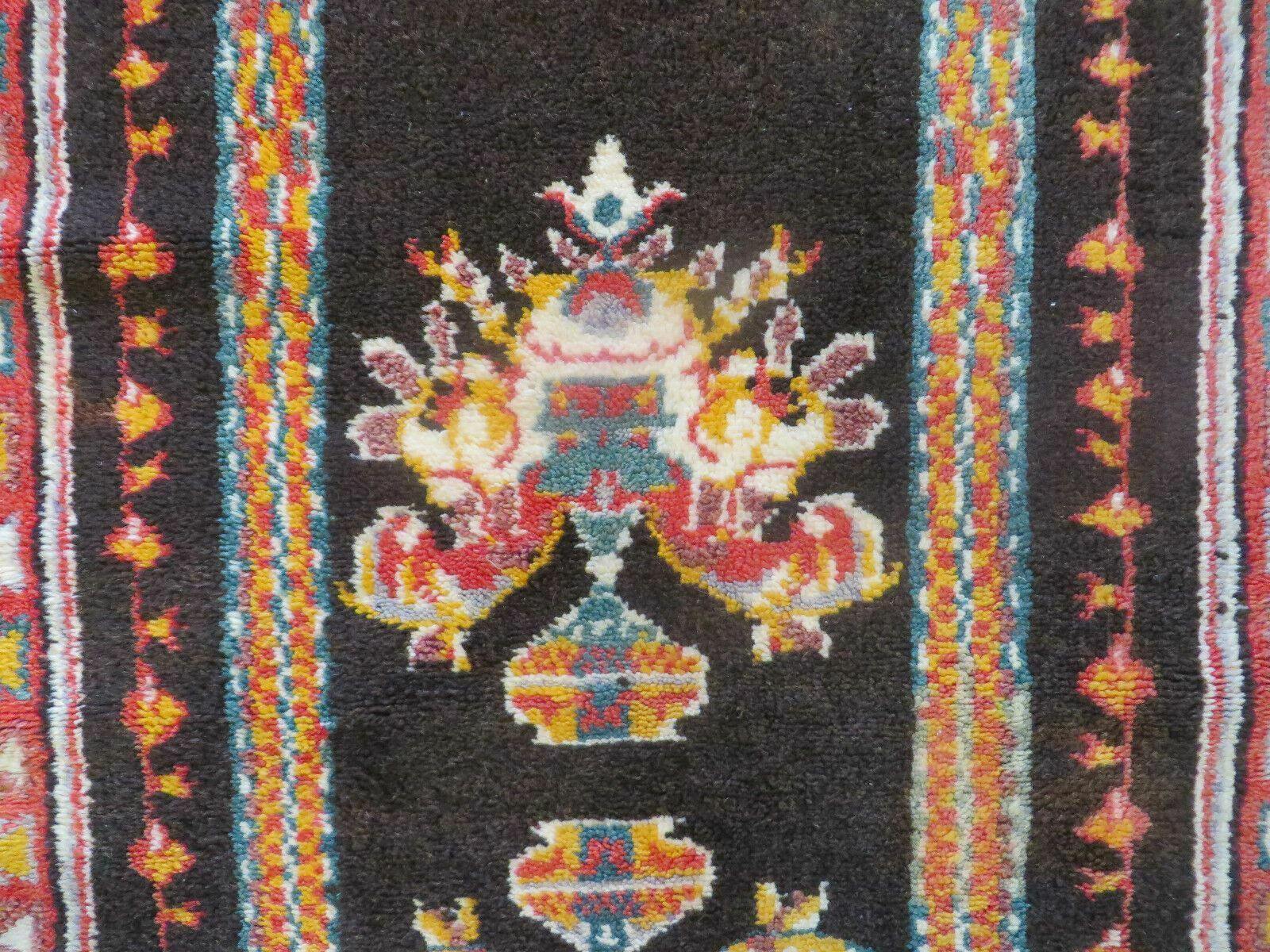 Antique Moroccan Runner Rug 3x7, Moroccan Prayer Rug, Double Mehrab Prayer Arches, Black and Red, Hand-Knotted Wool Carpet, Hallway Rug Nice - Jewel Rugs