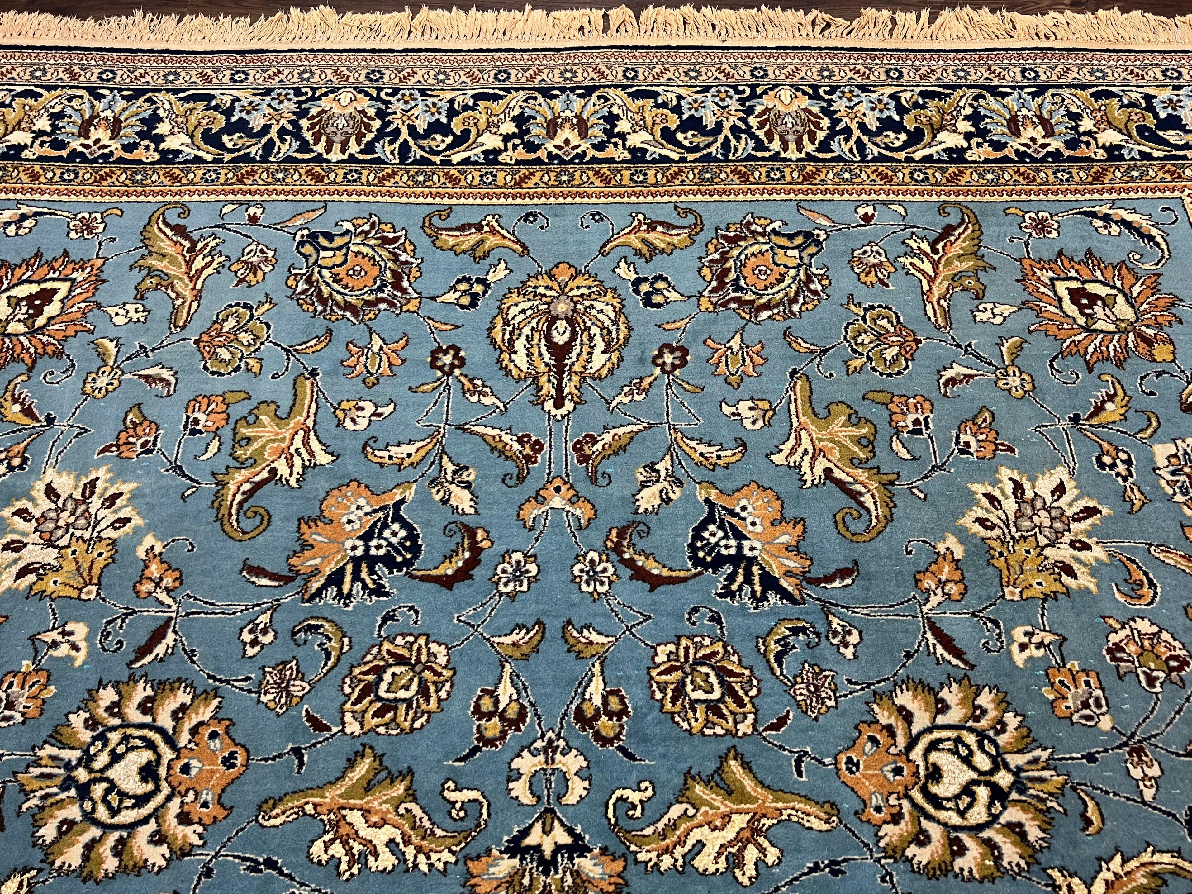 Marvelous Light Blue Persian Qum Rug 9x12 - Jewel Rugs