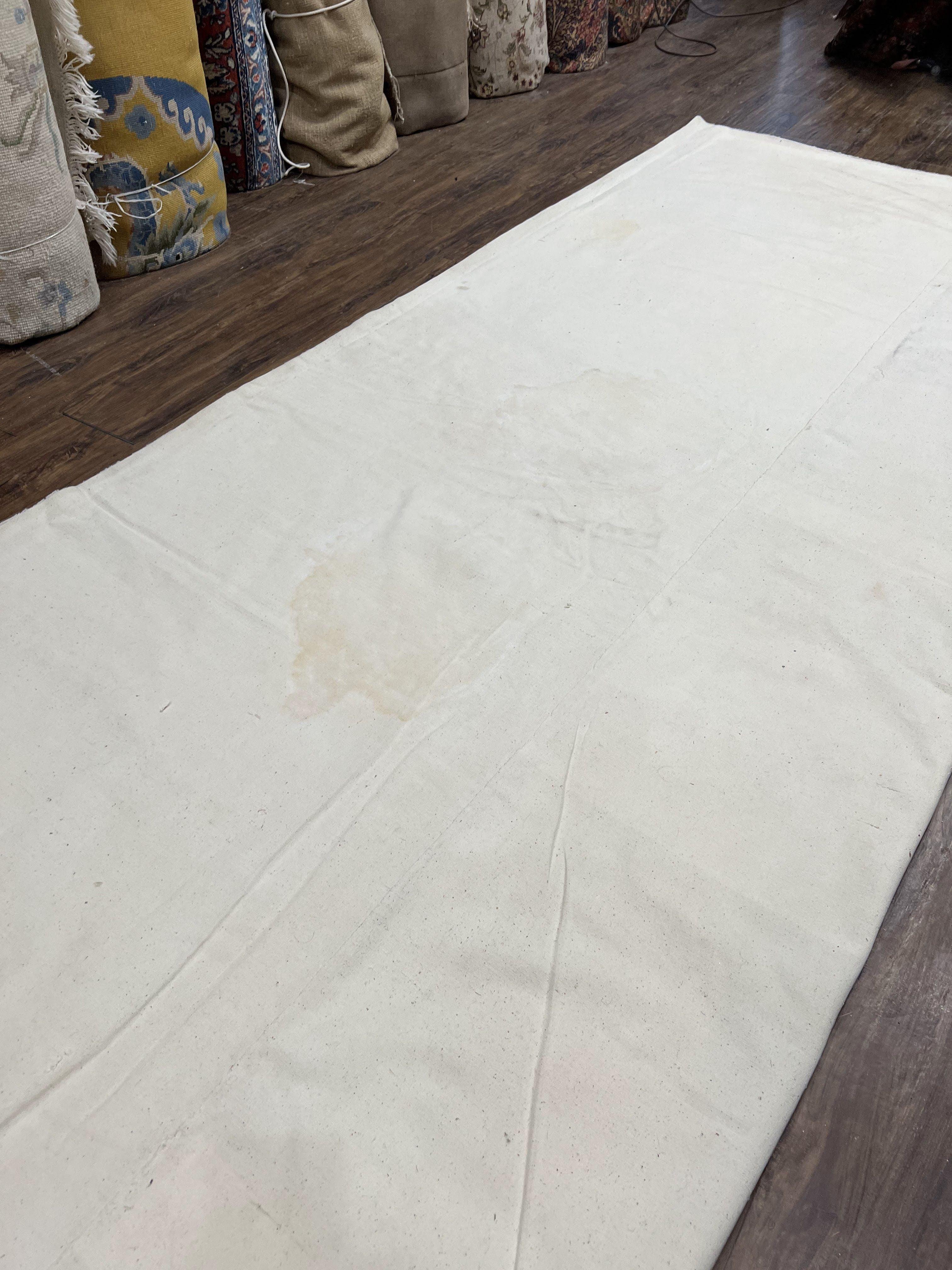 Chain Stitched Rug 9x12 Vintage Carpet 9 x 12 Flatweave Rug, Ivory Teal Rug, Area Rug 9 by 12, Hand Stitched Rug, Medallion, Indian Rug - Jewel Rugs