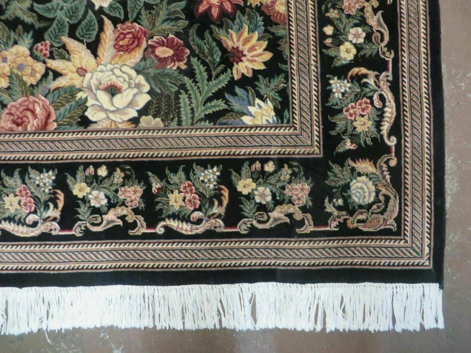 6' X 9' Handmade William Morris Arts & Crafts Wool Rug Carpet Black #837 - Jewel Rugs