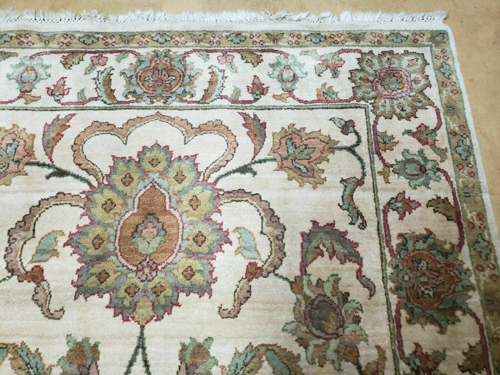 4x12 Vintage Oriental Runner Rug Hand Knotted Indian Agra Wool Tea Washed Beige - Jewel Rugs