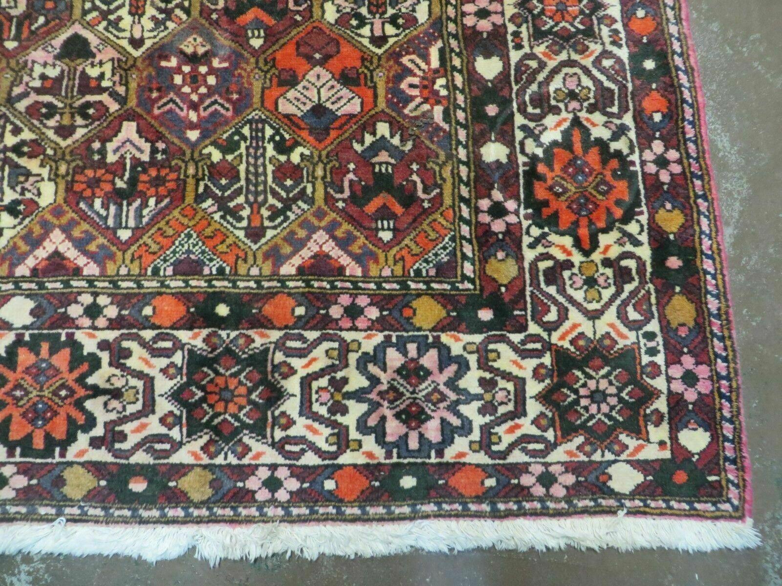 Antique Persian Bakhtiari Rug 7x10 - Multicolor Repeated Panel Design - Vegetable Dyed Rug - Hand Knotted Wool Room Sized Oriental Carpet 7 x 10 Rug - Jewel Rugs