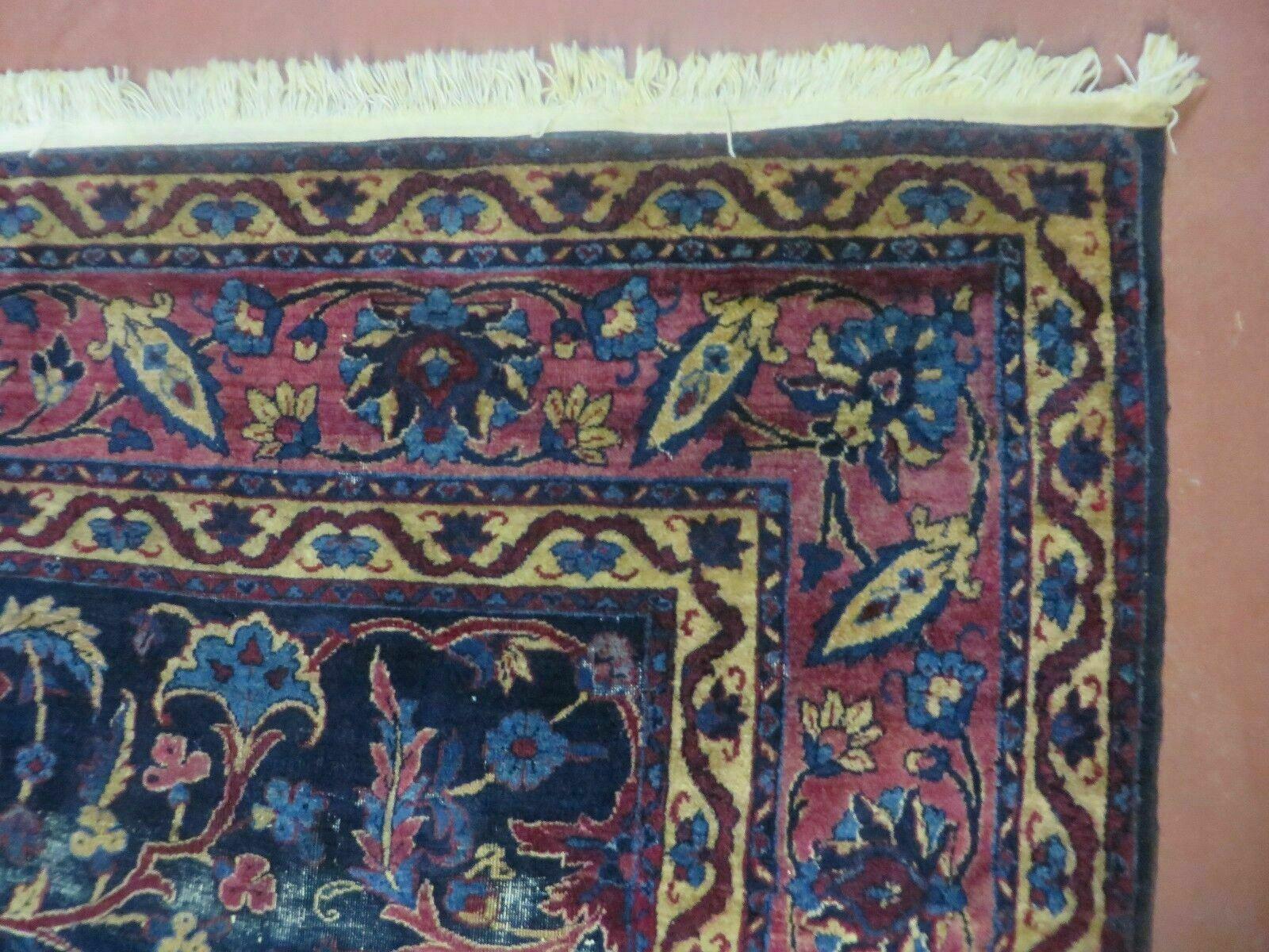 7' X 8' Antique Turkish Osiem Wool Rug Hand Knotted Navy Blue Nice - Jewel Rugs