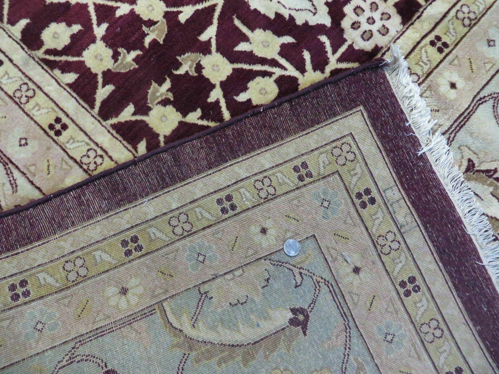 12x15 Vintage Handmade India Agra Larastan Wool Rug Floral Beauty Wine Red - Jewel Rugs