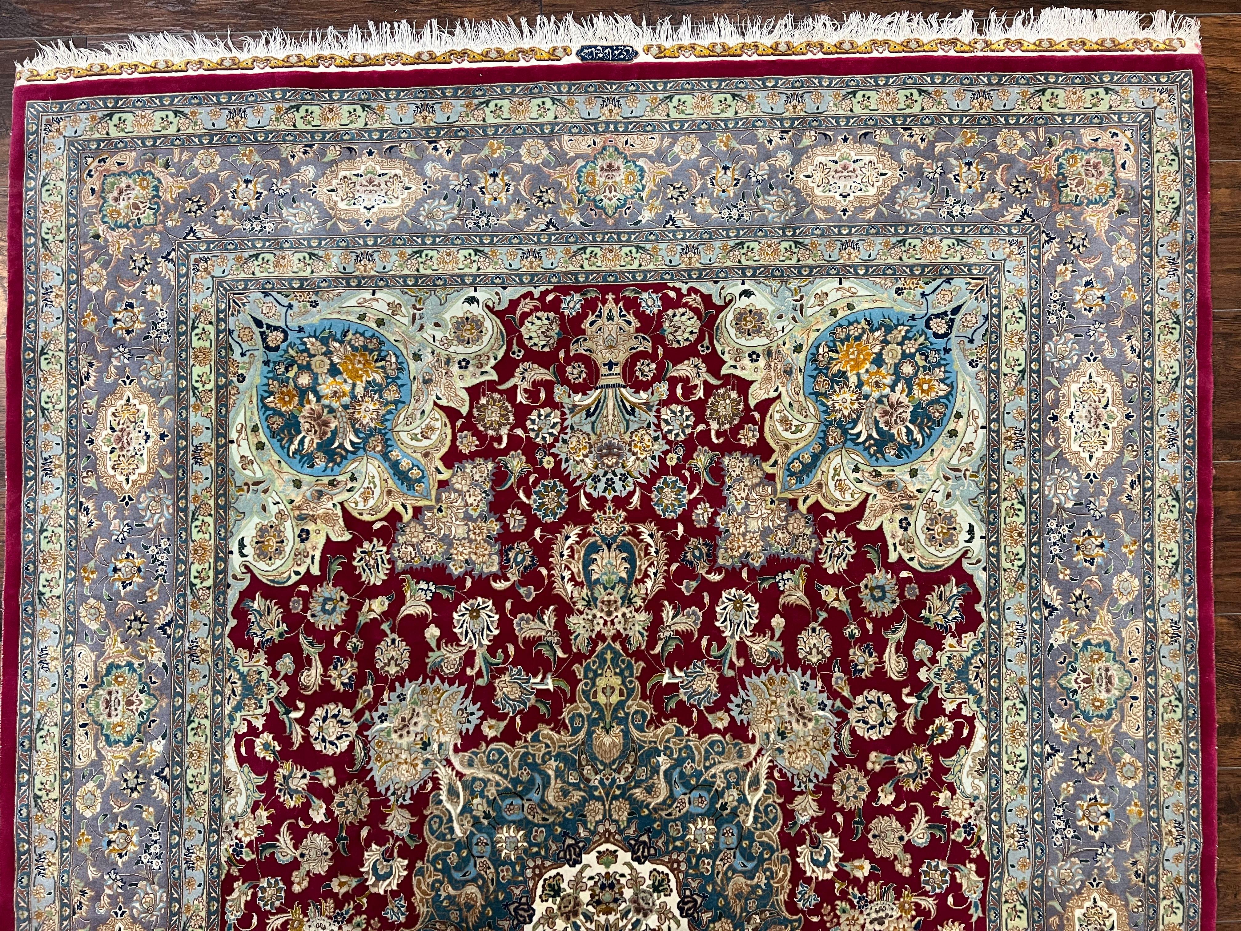 Stunning Persian Tabriz Rug 5x7, Signed by Masterweaver, Maroon, Floral Medallion, Ultra Fine 70 Raj 625 KPSI, Kork Wool Silk Foundation, Handmade - Jewel Rugs