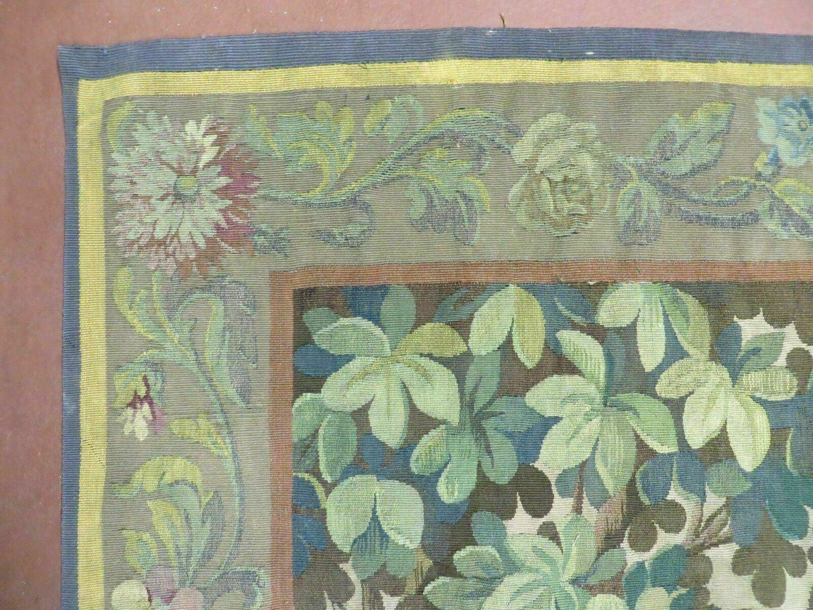 Antique French Tapestry 5x6 French Handmade Aubusson Nature One Of A Kind Rare - Jewel Rugs