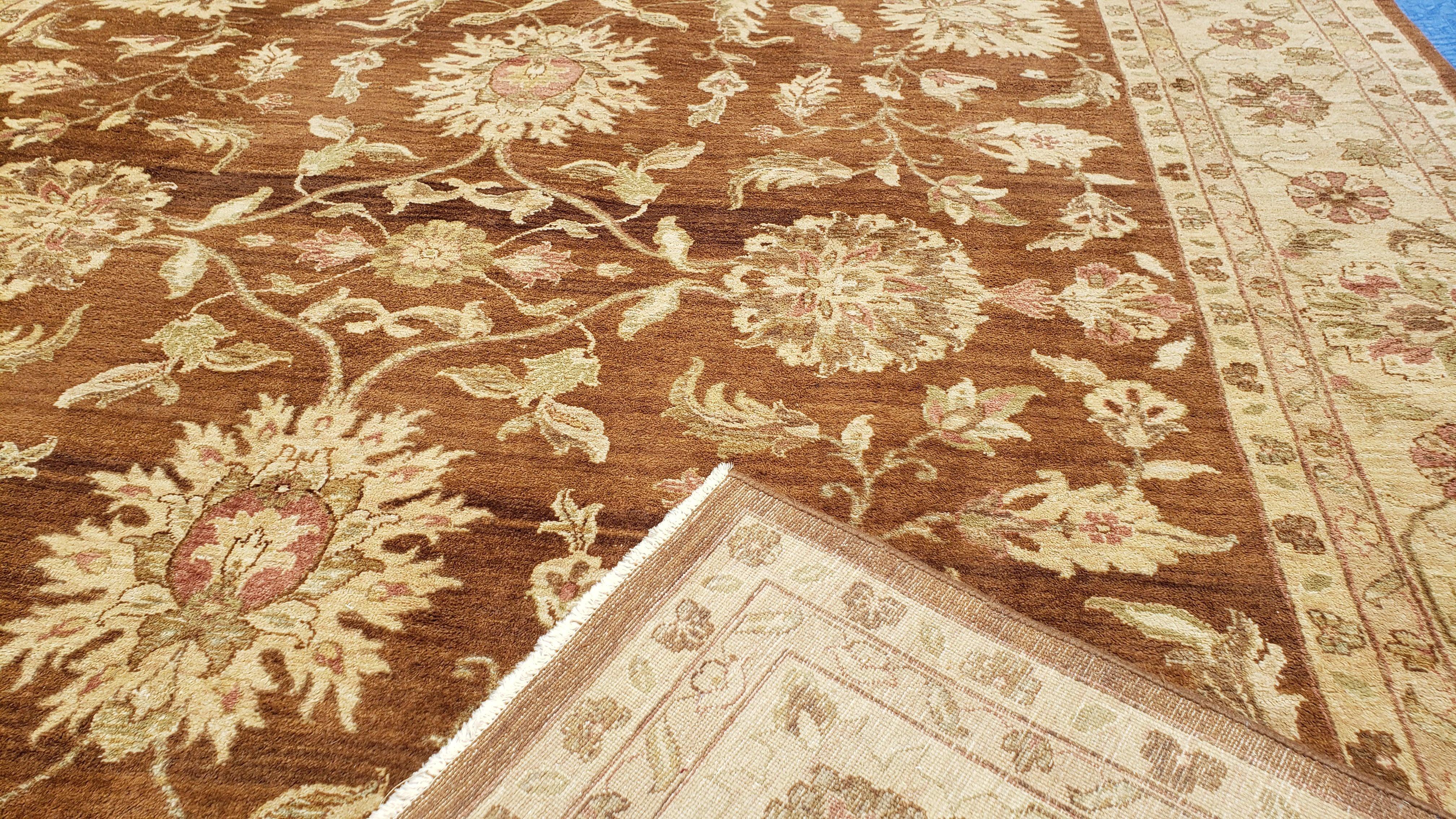 10x14 Indo-Persian Rug, 10 x 14 Mahal Sultanabad Carpet, Indian Oriental Rug 10x14, Burnt Orange & Beige Color, Handmade Wool Area Rug - Jewel Rugs