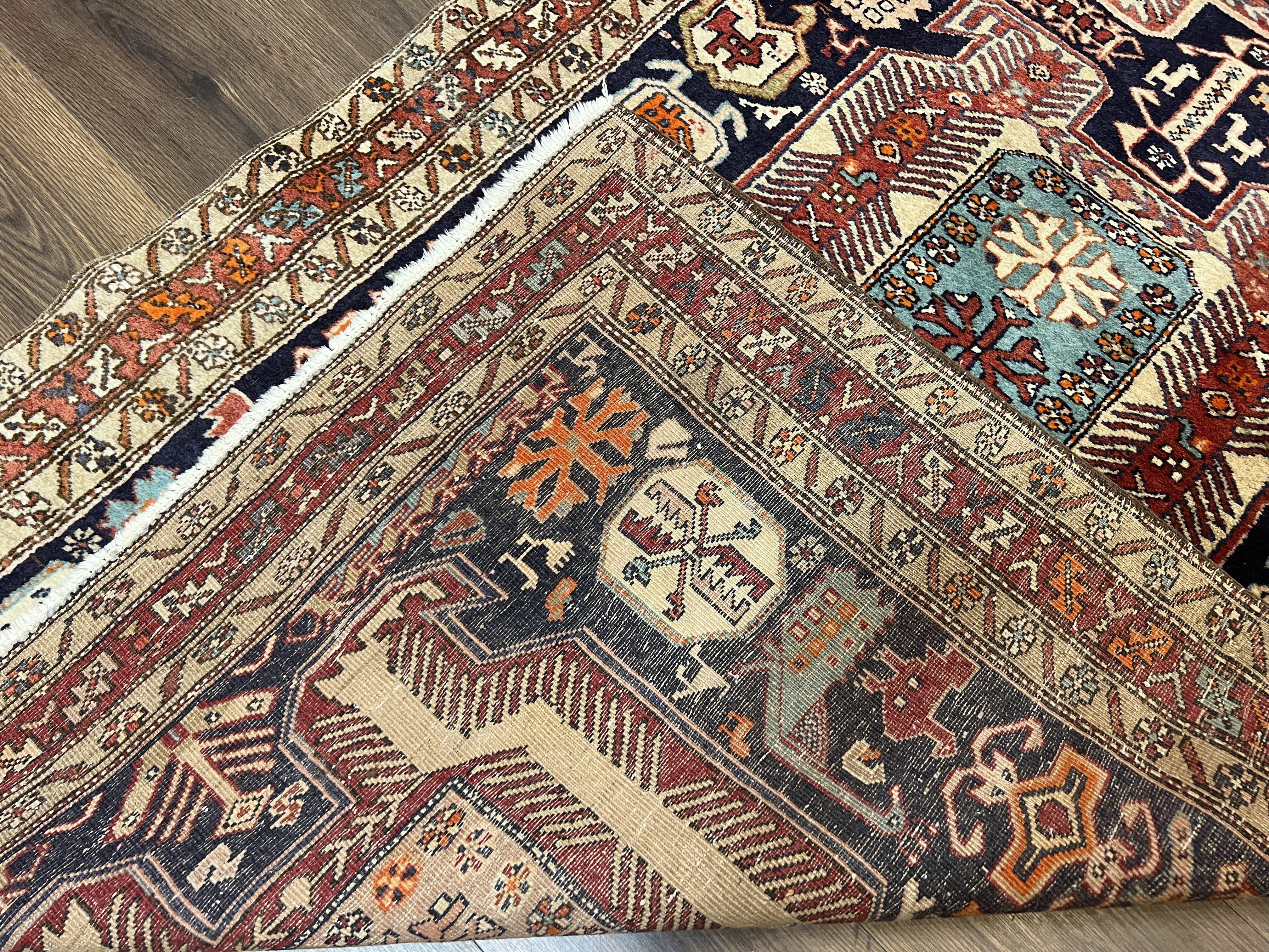 Persian Ardabil Wide Runner Rug 4x10 - Geometric Medallions & Animal Pictorials - Jewel Rugs