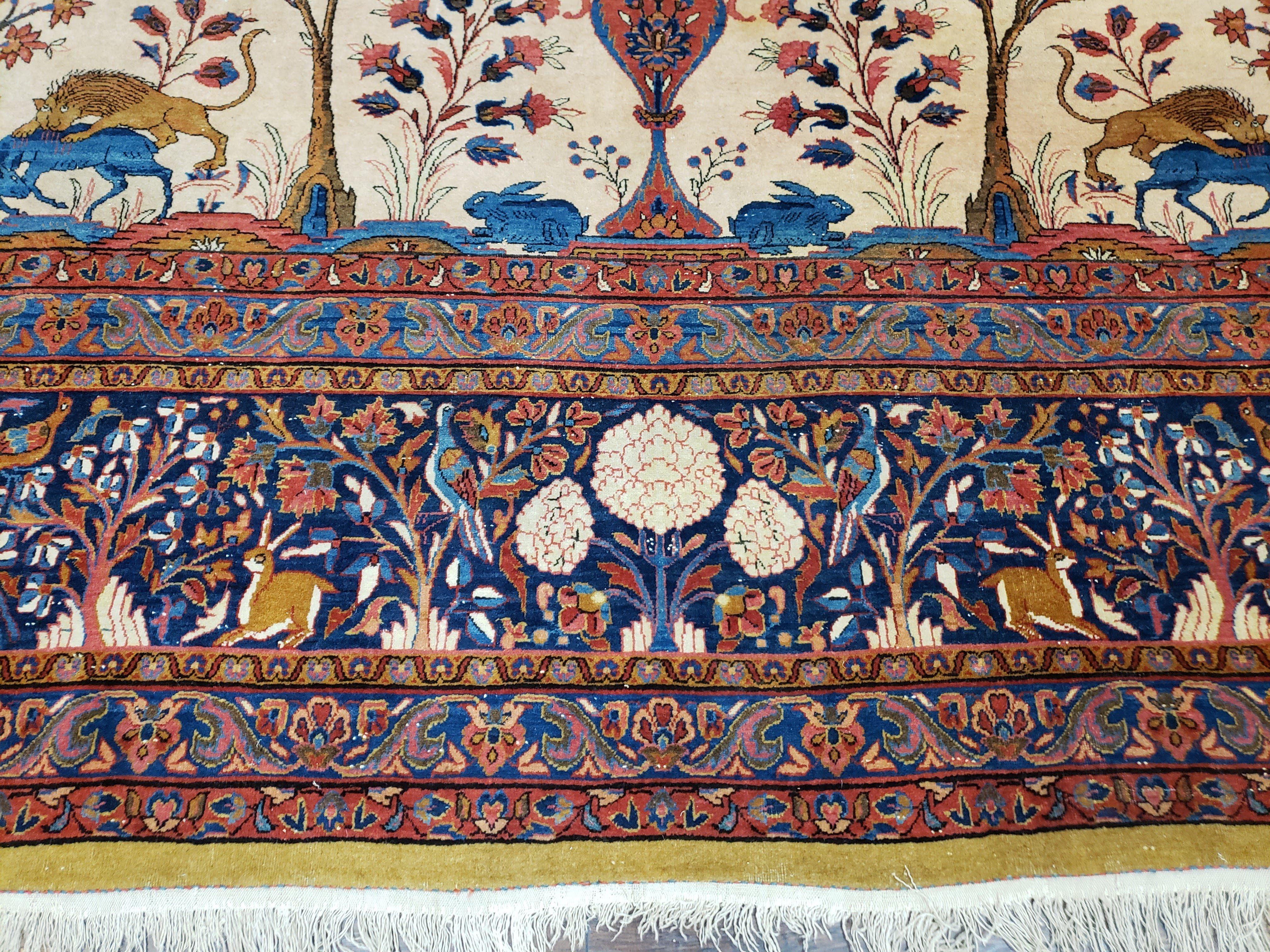 Antique Persian Kashan Tree of Life Rug 10x13 - Jewel Rugs