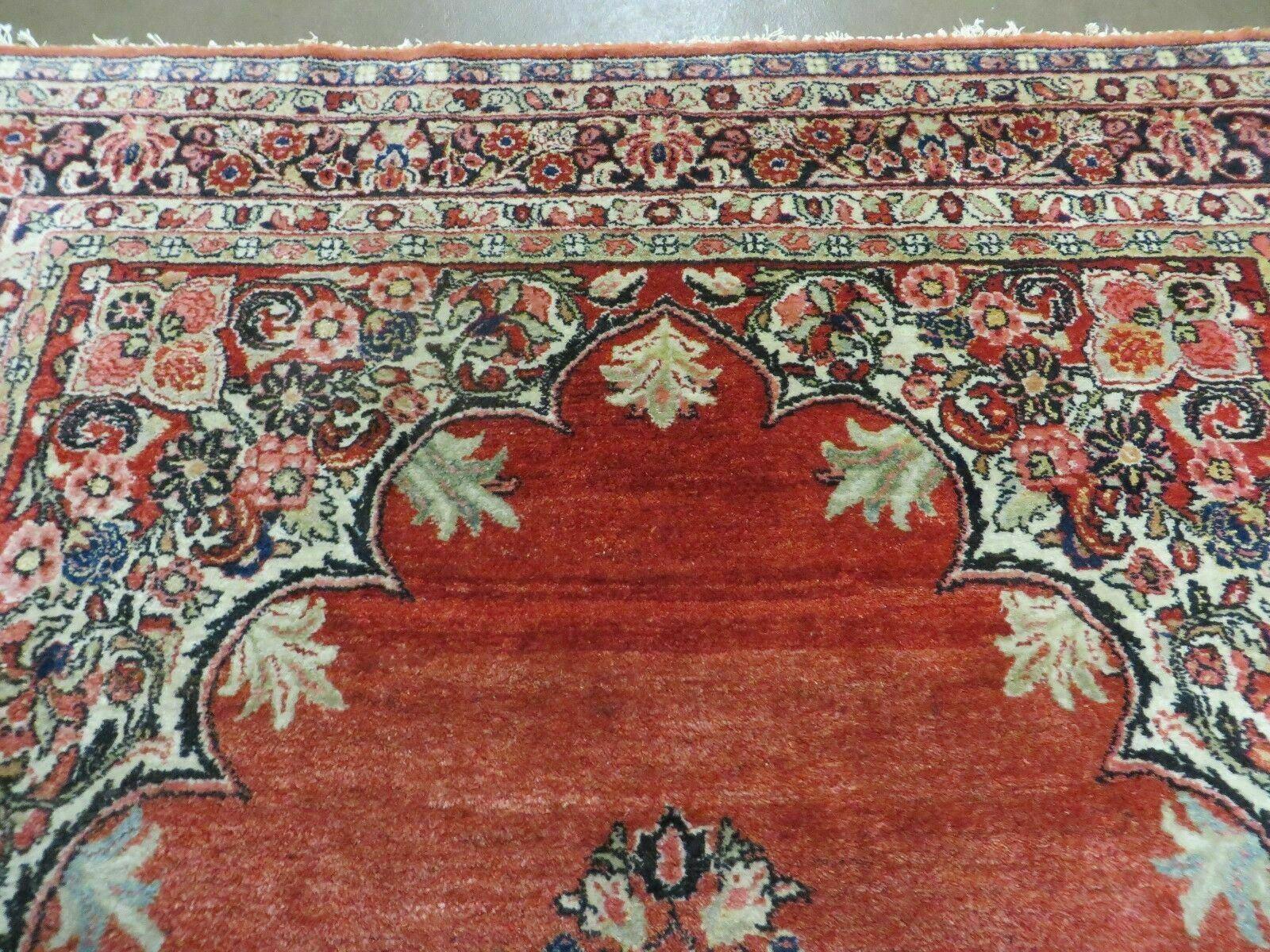 Antique Persian Sarouk Rug 5x8, Red, Semi Open Field, Hand Knotted, Wool - Jewel Rugs