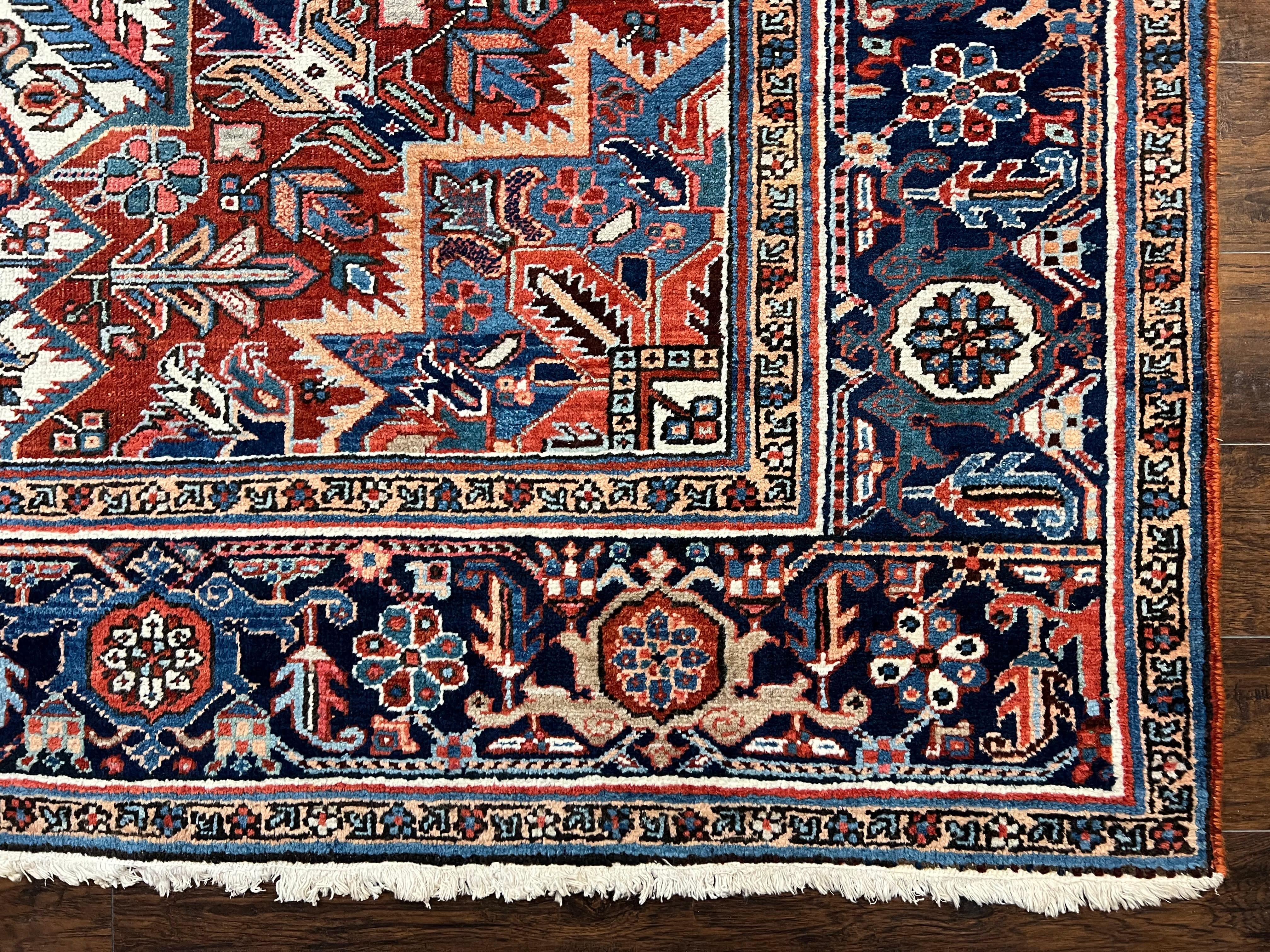 Antique Persian Heriz Rug – 11x16 Palace Size, Geometric Medallion, 1920s - Jewel Rugs