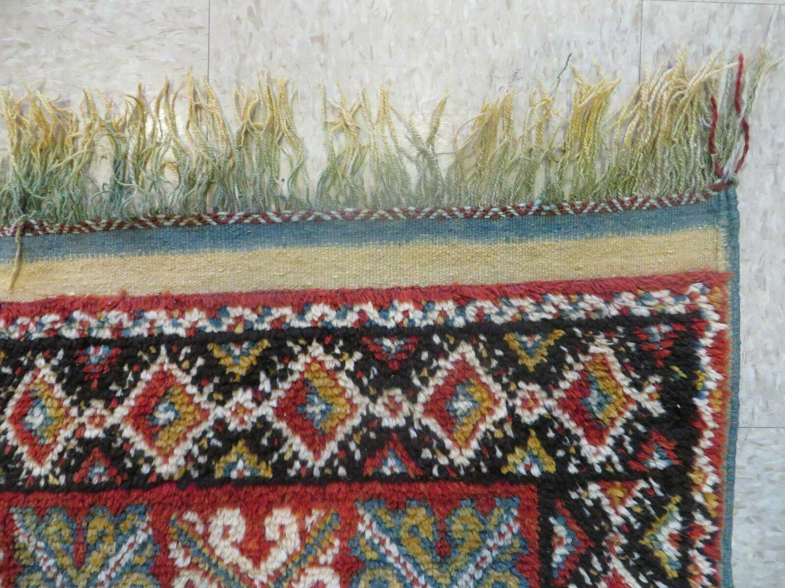 Vintage Moroccan Rug 4x5 ft, Bronze Red Black, Geometric Stars, High Quality Moroccan Carpet, Berber Rug, Handmade Wool Area Rug, Unique Rug - Jewel Rugs