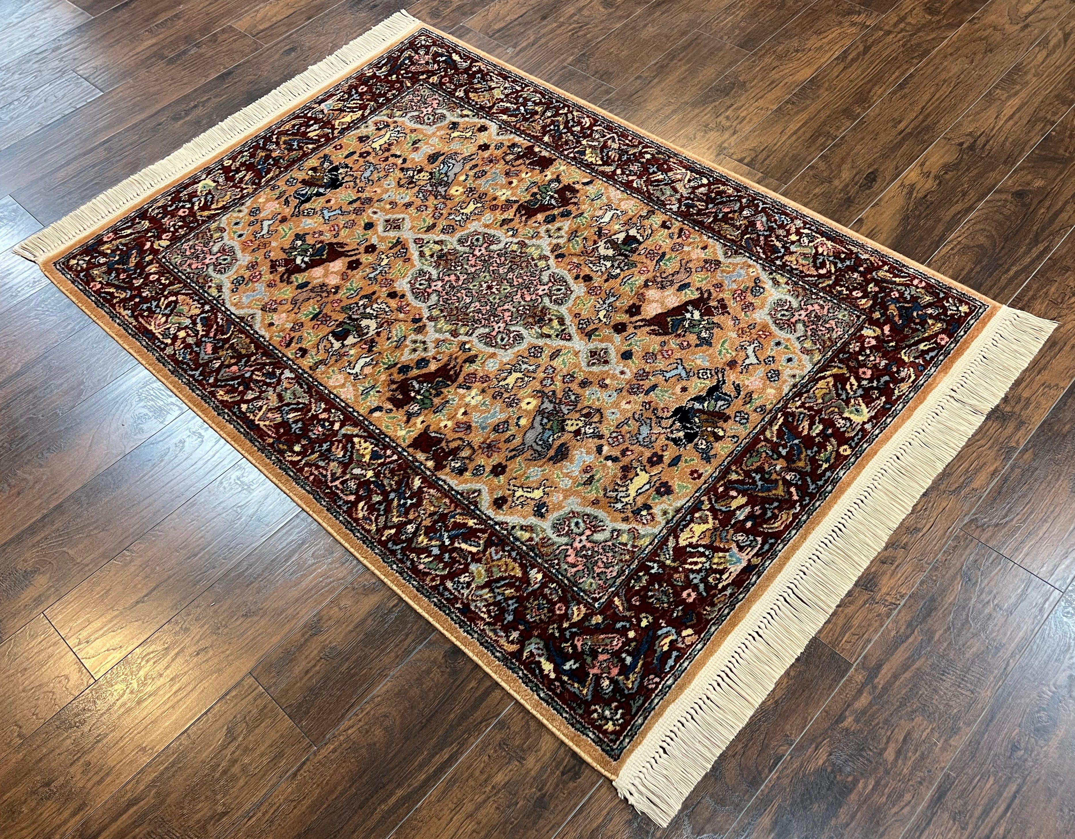 Karastan Rug 4x6 Persian Hunting Pattern #723, Rare Karastan Carpet, Wool Pile, Discontinued Vintage Karastan, Original 700 Series, Tan - Jewel Rugs