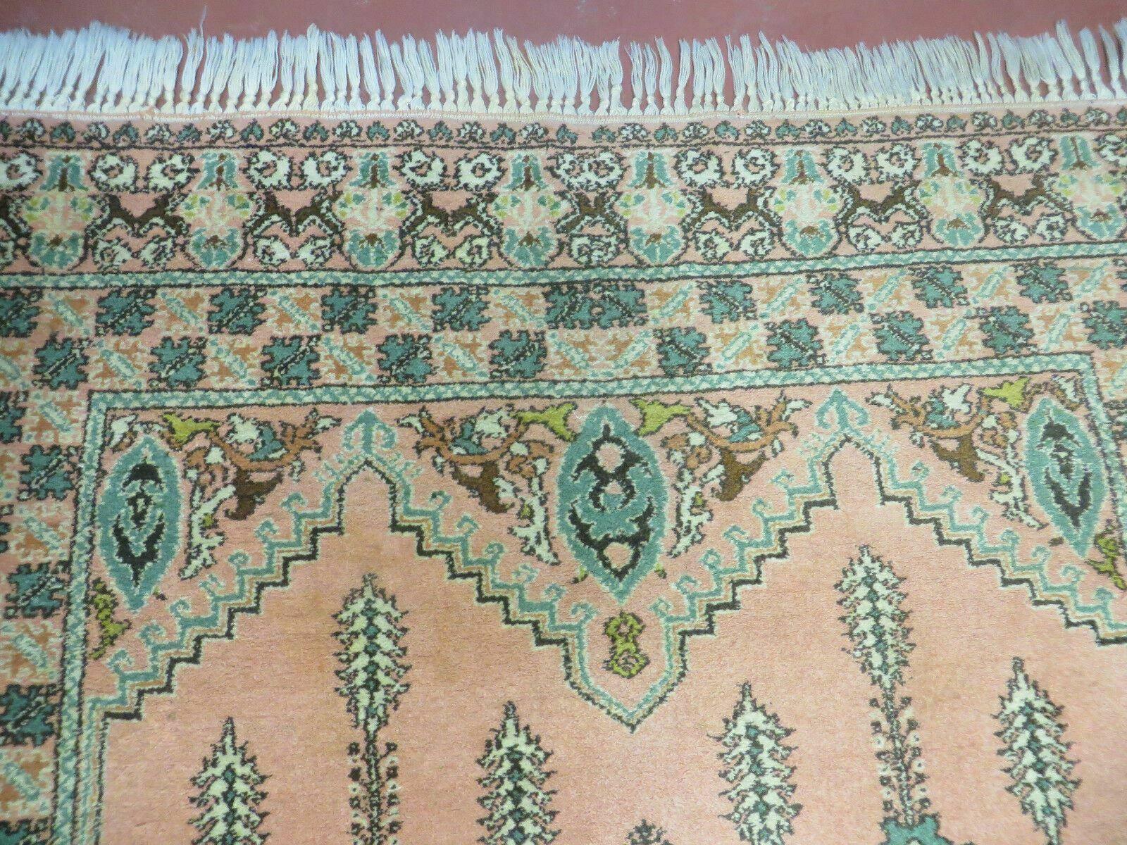 Vintage Moroccan Rug 5x6, Berber Carpet, Light Pink and Green, Soft Wool Rug, Geometric Medallion Rug, Bohemian Area Rug, Handmade Oriental - Jewel Rugs