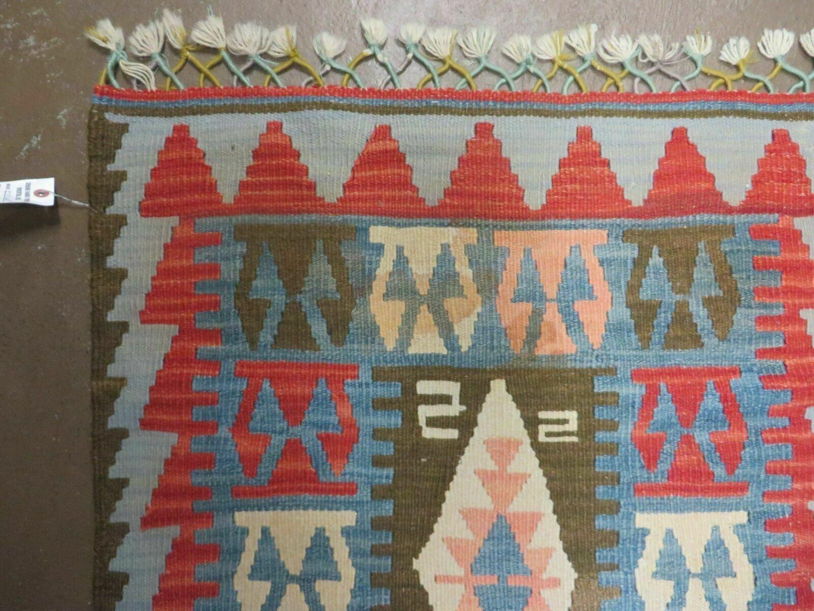 2' 5" X 4' Vintage Turkish Kilim Handmade Flat Weave Multicolor Colorful Wool Rug - Jewel Rugs