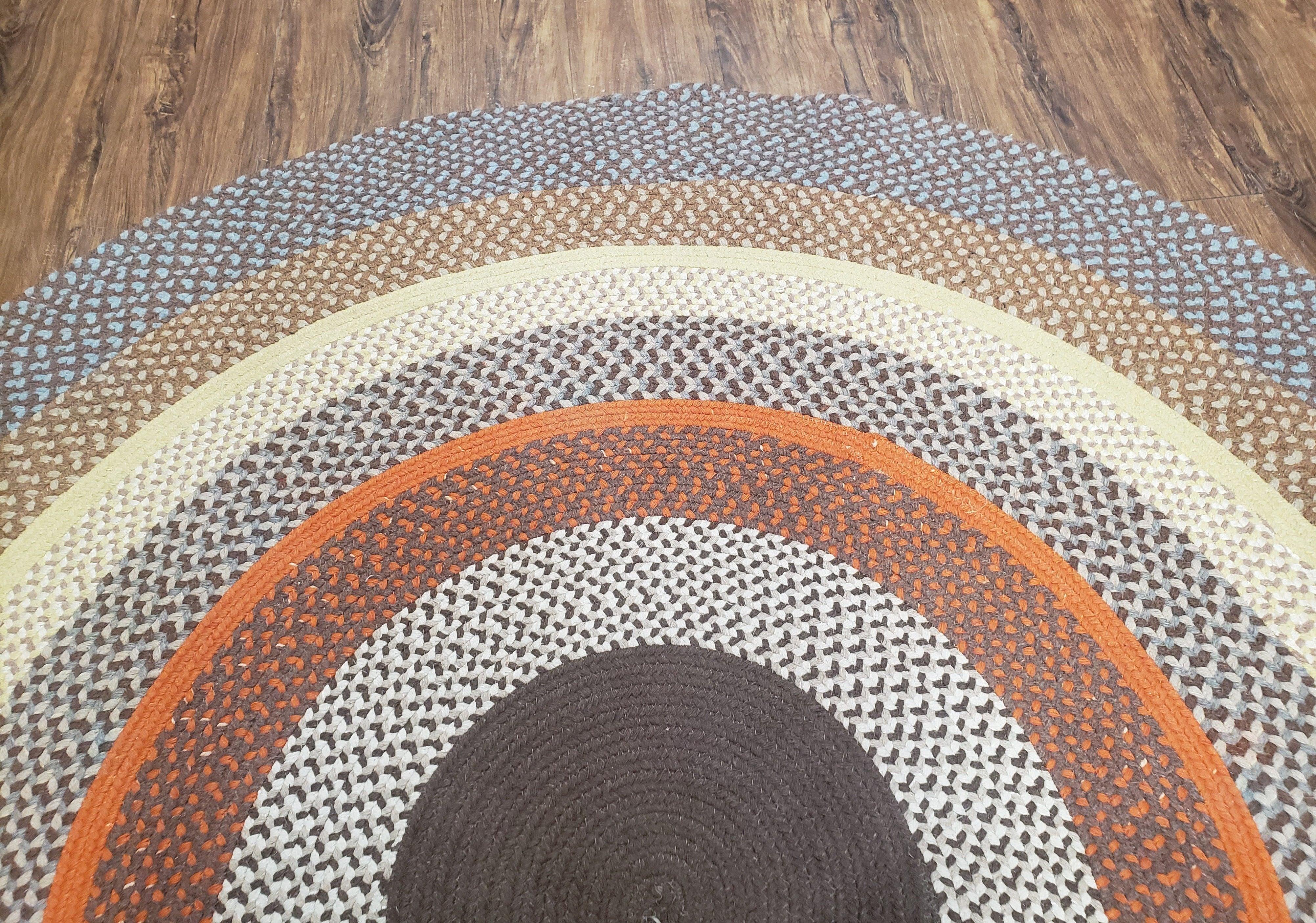 Vintage Round Braided Rug 6x6, Hand Braided Rug, 6ft Round Rug, Circular Braided Rug, American Braided Carpet, Multicolor Round Rug Colorful - Jewel Rugs