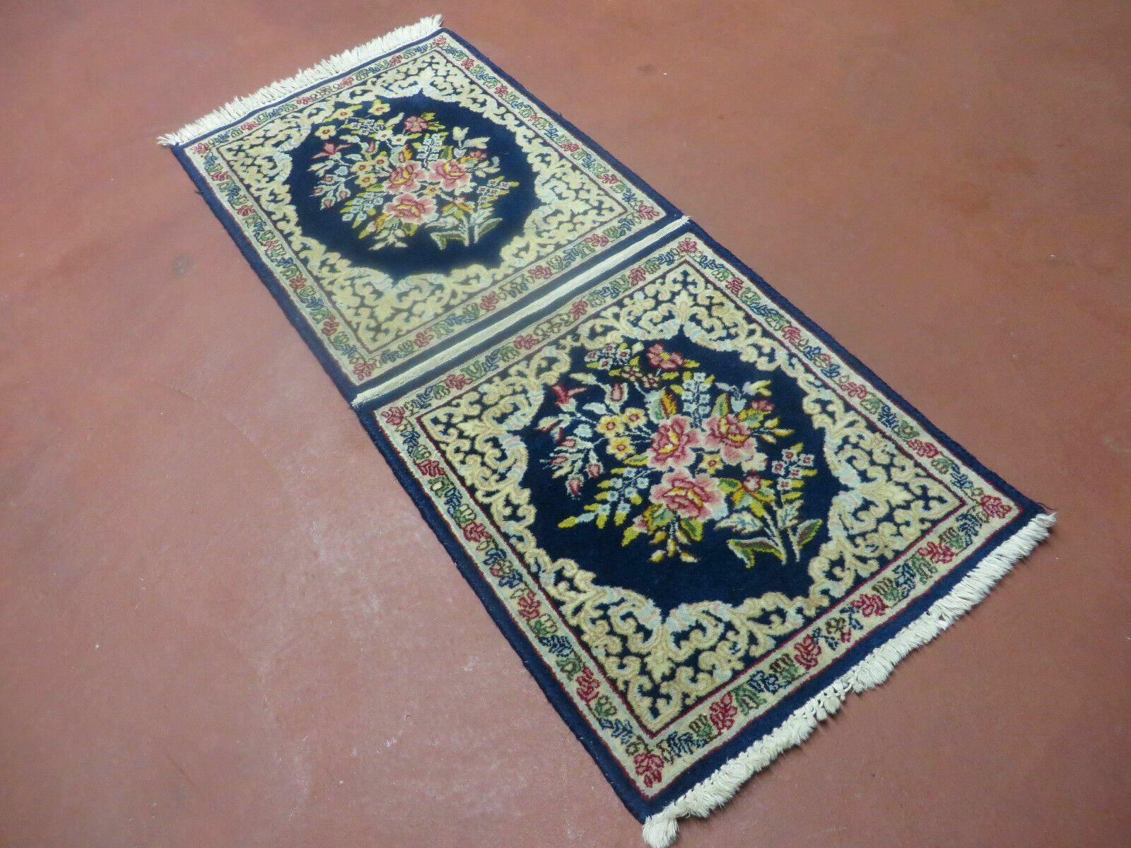 21" X 49" Antique Handmade INDO KIRMAN Wool Rug Double Bags Tobreh - Jewel Rugs