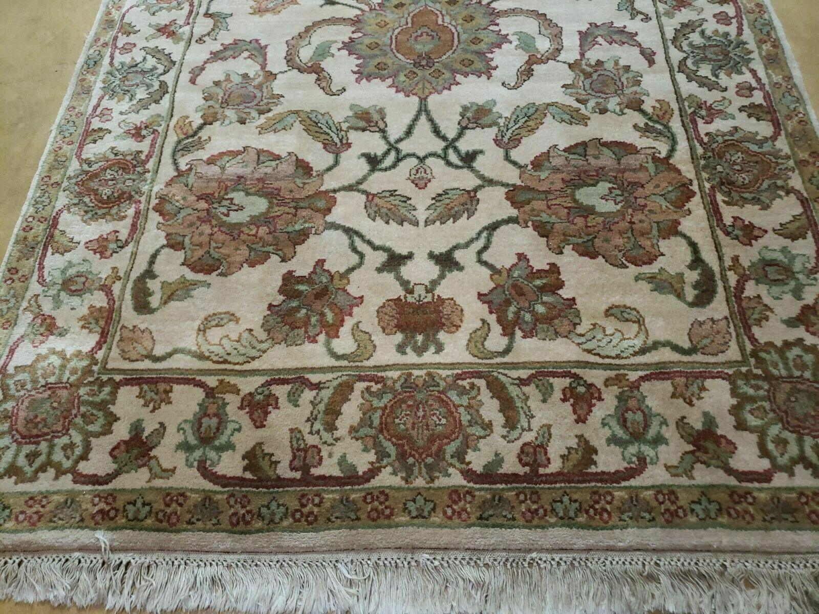 4x12 Vintage Oriental Runner Rug Hand Knotted Indian Agra Wool Tea Washed Beige - Jewel Rugs
