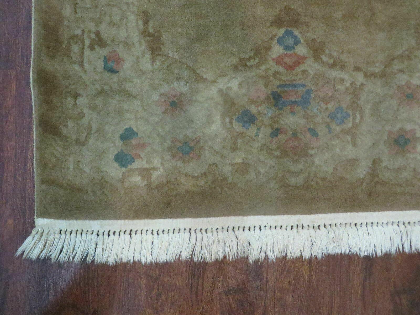 Small Chinese Art Deco Rug 3x5, 3 x 5 Brown Chinese Rug, Vintage Chinese Rug ,5x3 Chinese Wool Rug, Small Handmade Brown Rug - Jewel Rugs