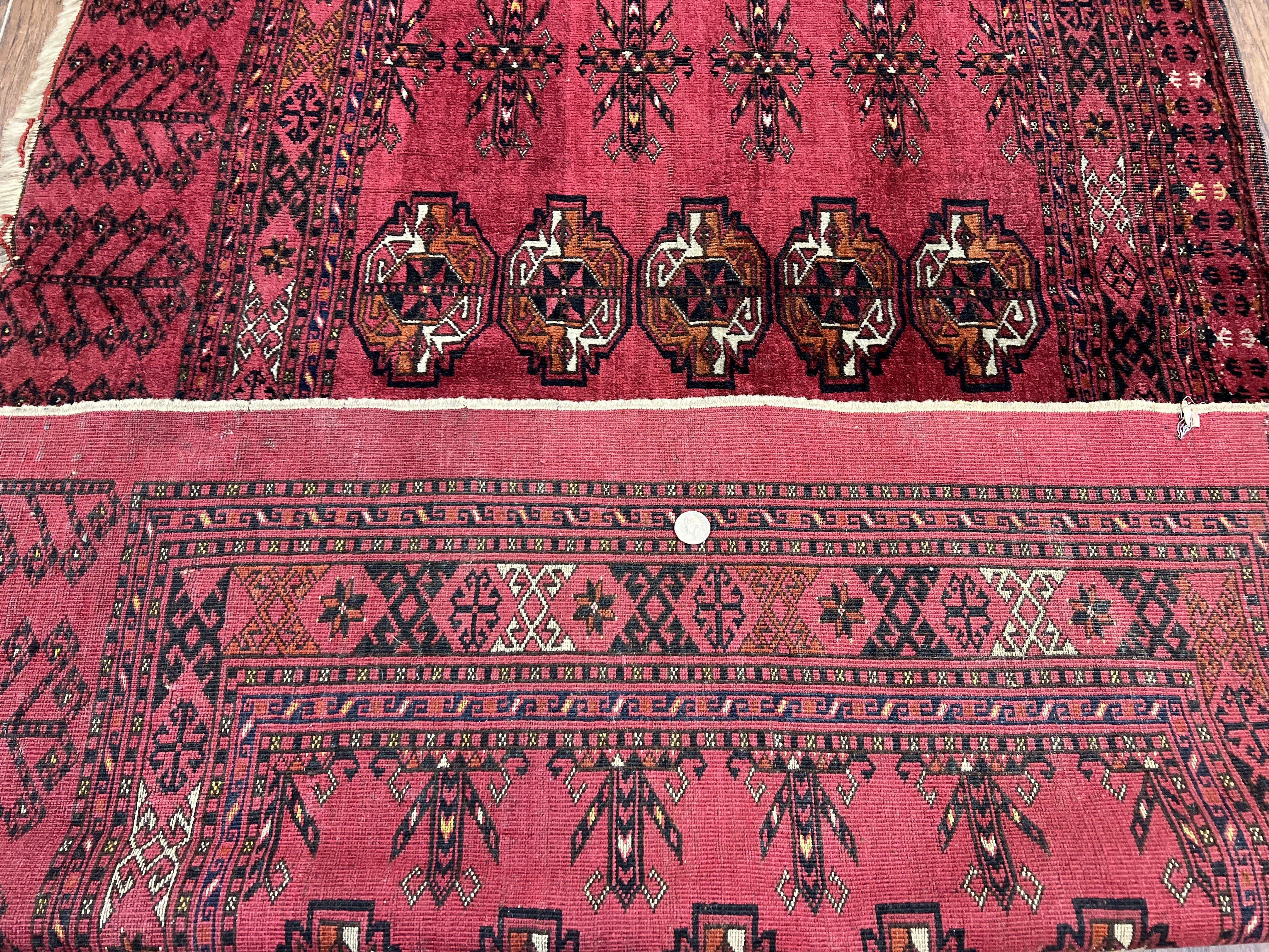 Antique Persian Turkoman Salor Rug 3x5, Tribal Wool Carpet, Collectible, Red Black, 1920s Oriental Rug, Hand-Knotted Handmade Fine 3 x 5 ft - Jewel Rugs