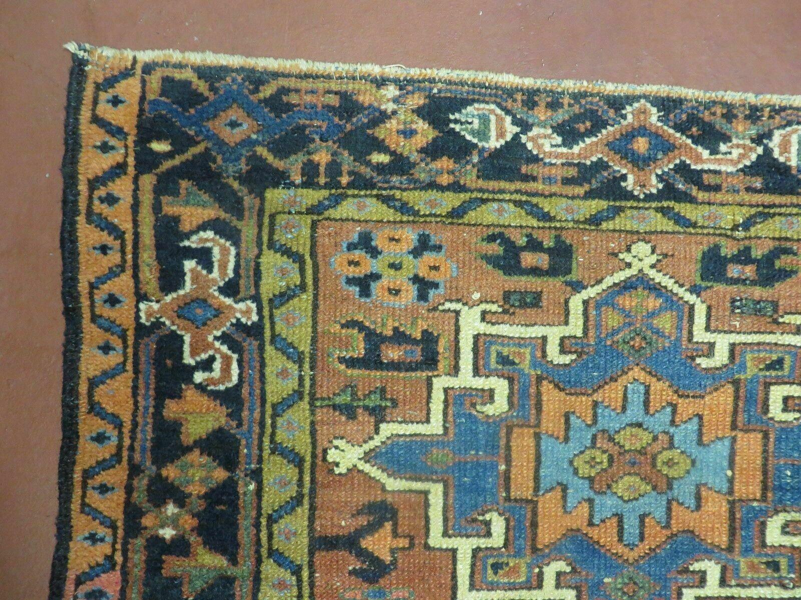 3' X 5' Antique Handmade Indo Caucasian Design Geometric Wool Rug Nice - Jewel Rugs