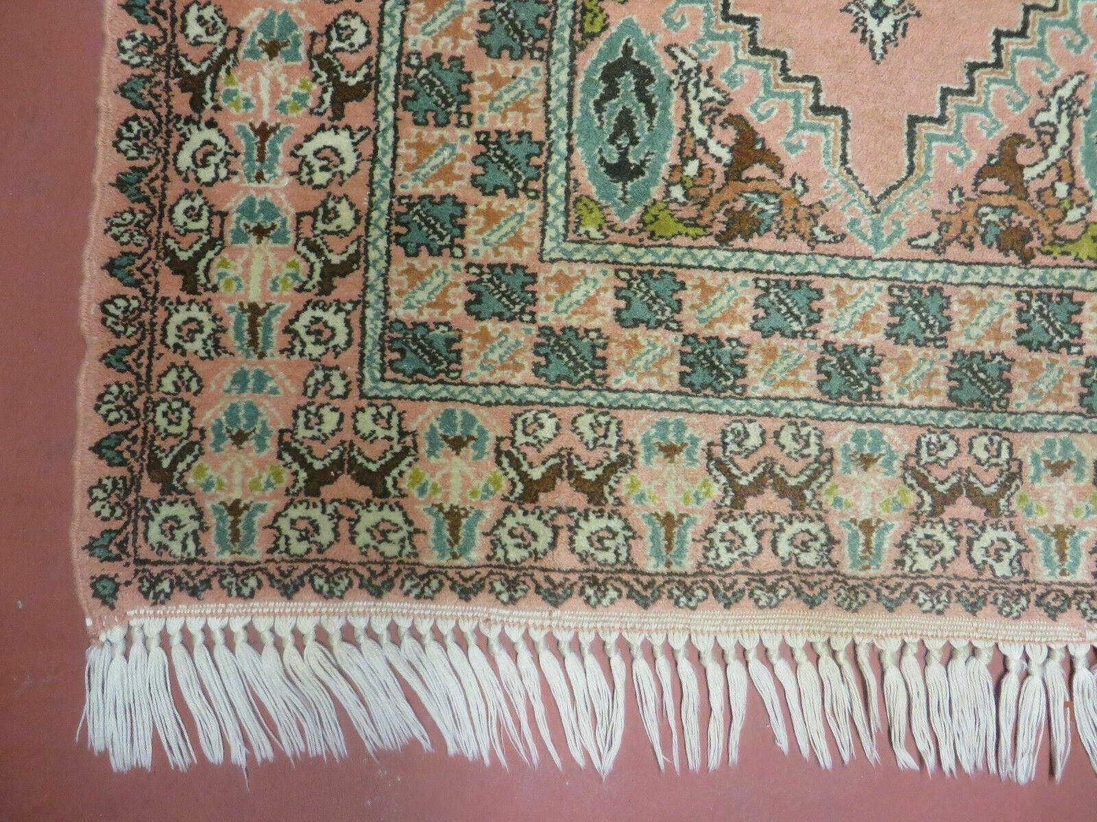 Vintage Moroccan Rug 5x6, Berber Carpet, Light Pink and Green, Soft Wool Rug, Geometric Medallion Rug, Bohemian Area Rug, Handmade Oriental - Jewel Rugs