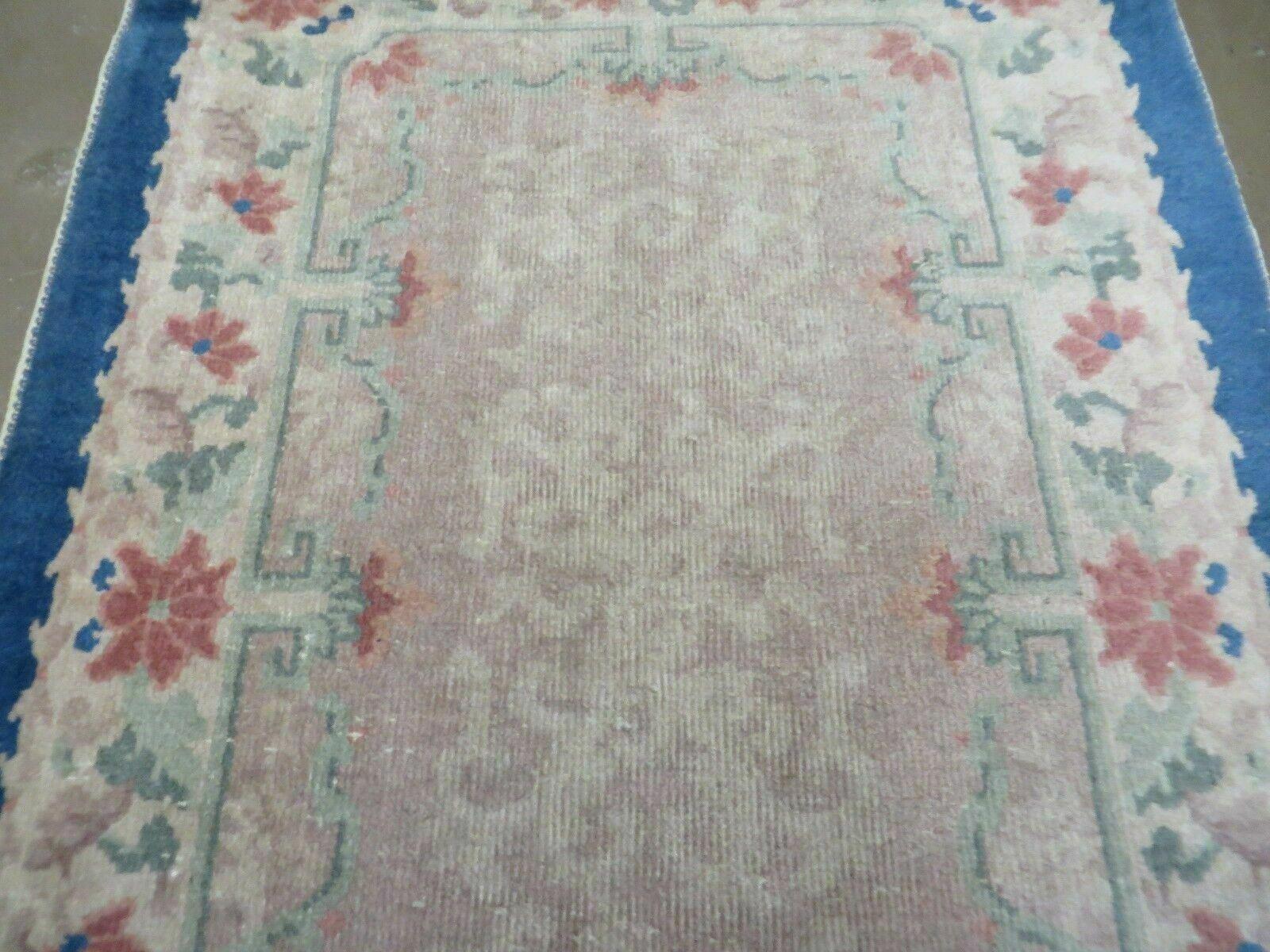 Antique Chinese Rug 2.5 x 4 Gray and Blue Wool Carpet Fette Nichols - Jewel Rugs