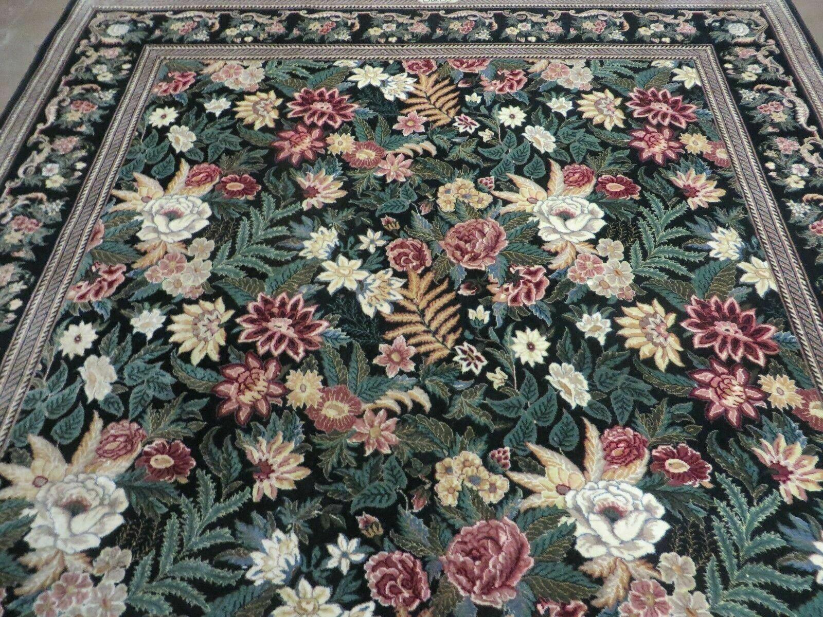 6' X 9' Handmade William Morris Arts & Crafts Wool Rug Carpet Black #837 - Jewel Rugs