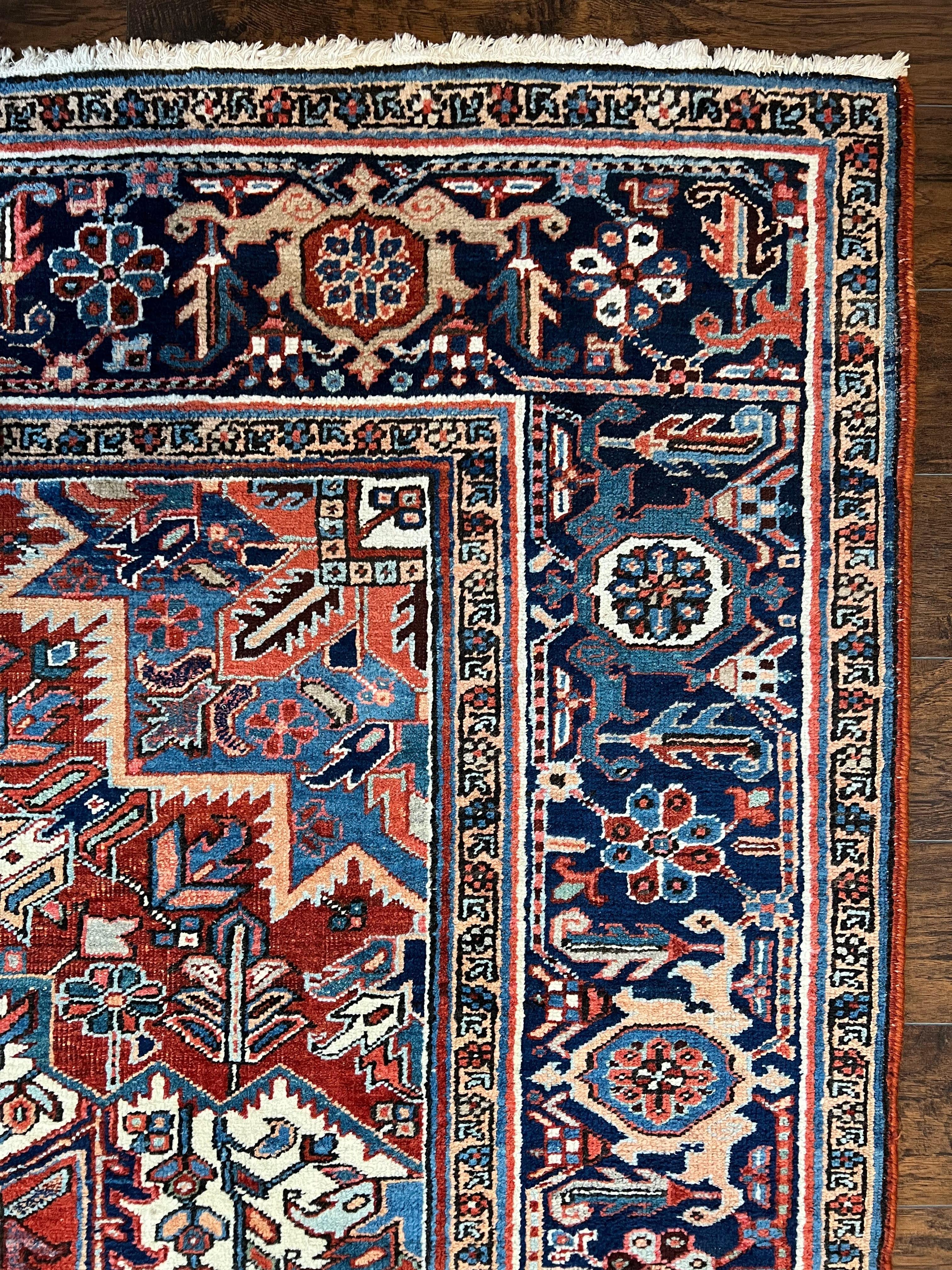 Antique Persian Heriz Rug – 11x16 Palace Size, Geometric Medallion, 1920s - Jewel Rugs