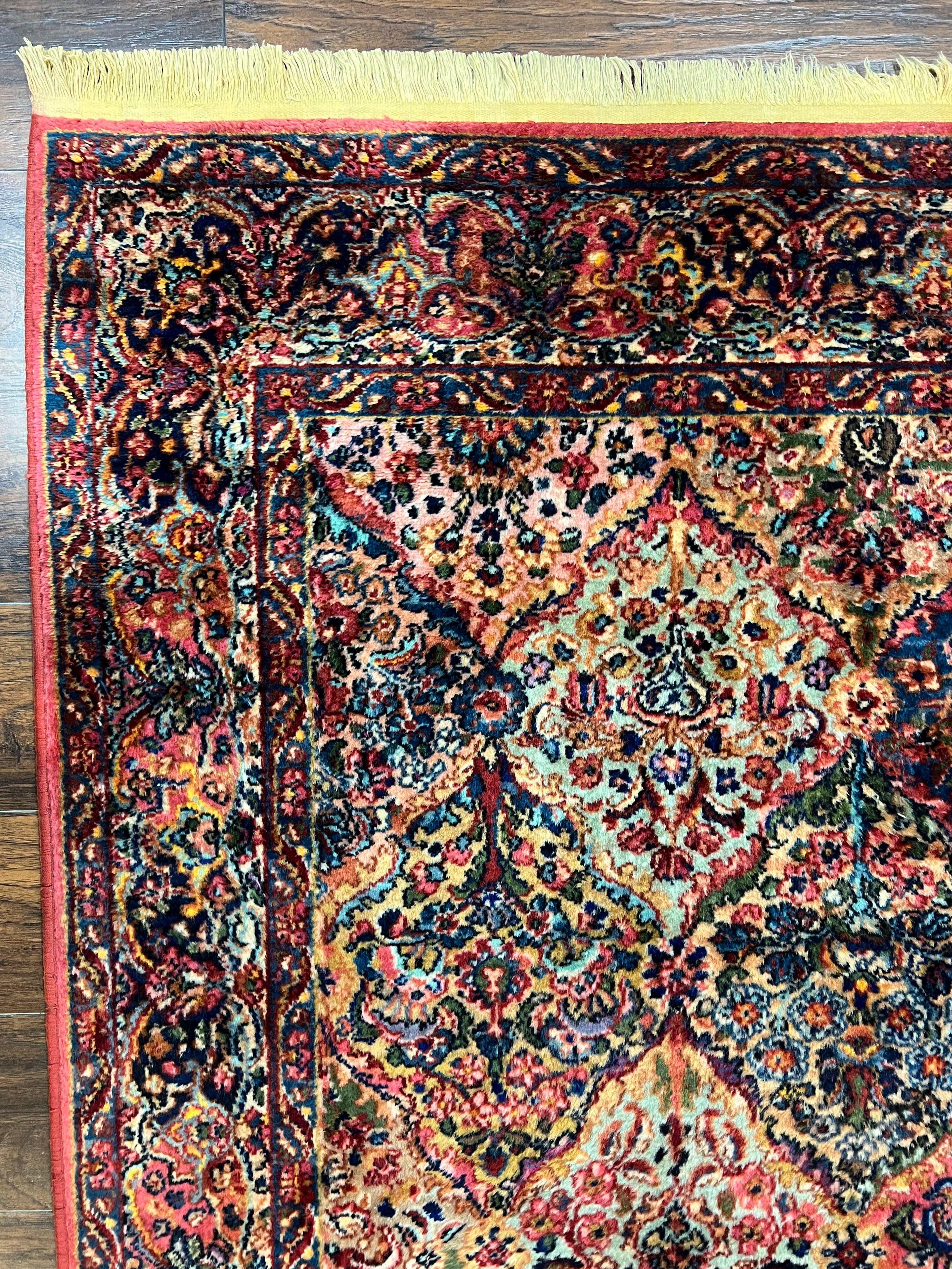 Karastan Multicolor Panel Kirman Rug #717, Wool Karastan Rug 5' 9" x 9', Antique Multipanel Kirman, Original Karastan Collection 700 Series - Jewel Rugs