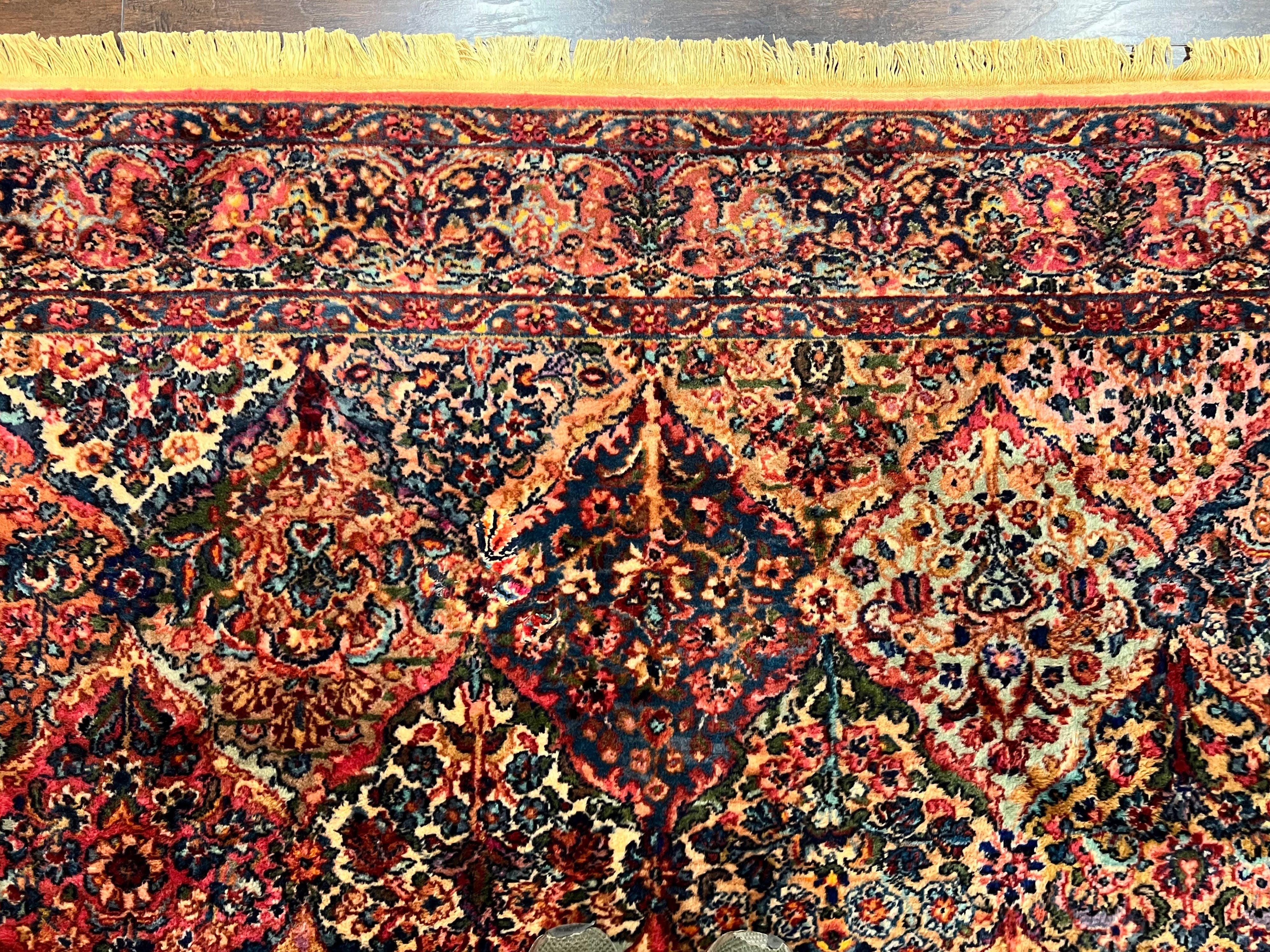 Karastan Multicolor Panel Kirman Rug #717, Wool Karastan Rug 5' 9" x 9', Antique Multipanel Kirman, Original Karastan Collection 700 Series - Jewel Rugs