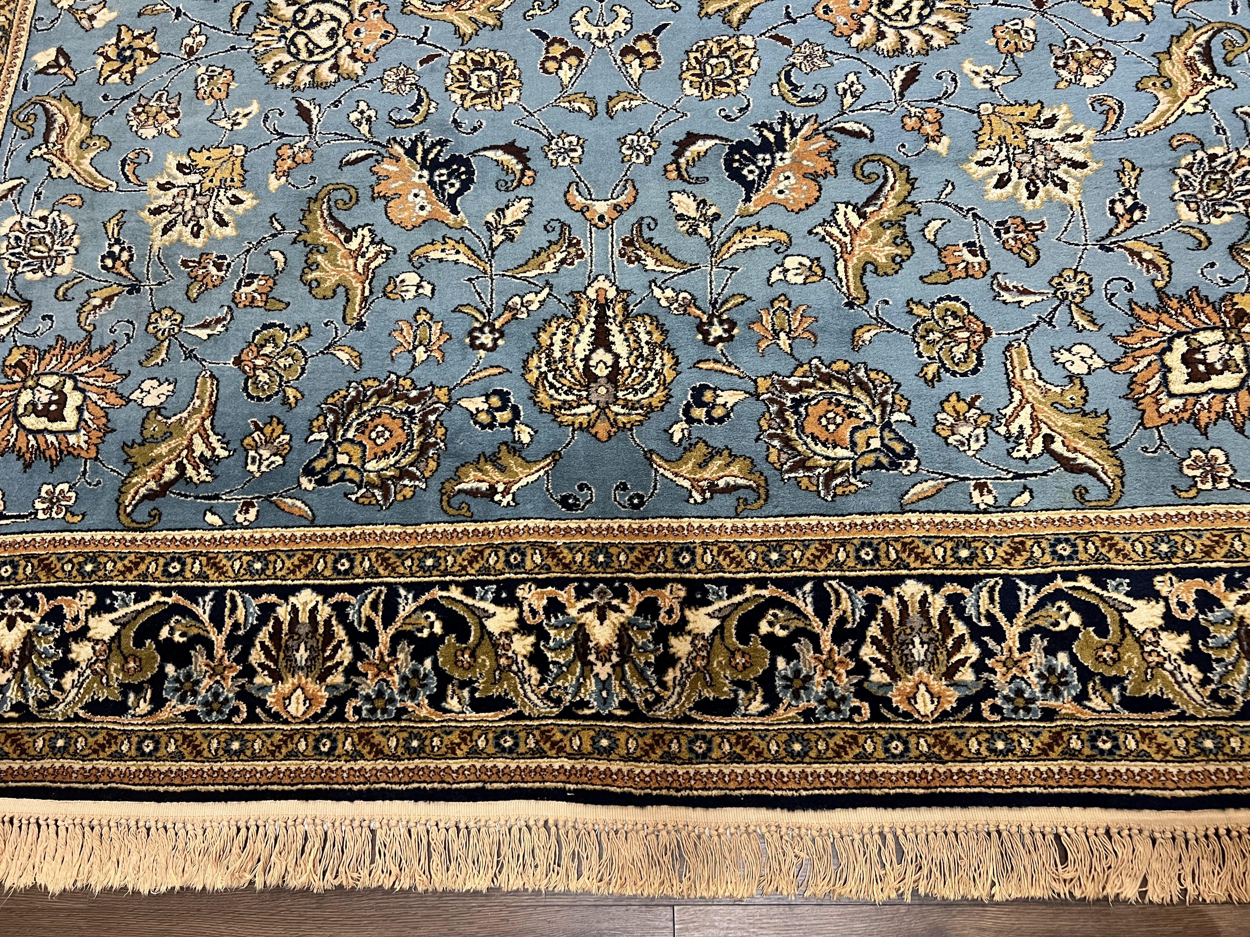 Marvelous Light Blue Persian Qum Rug 9x12 - Jewel Rugs