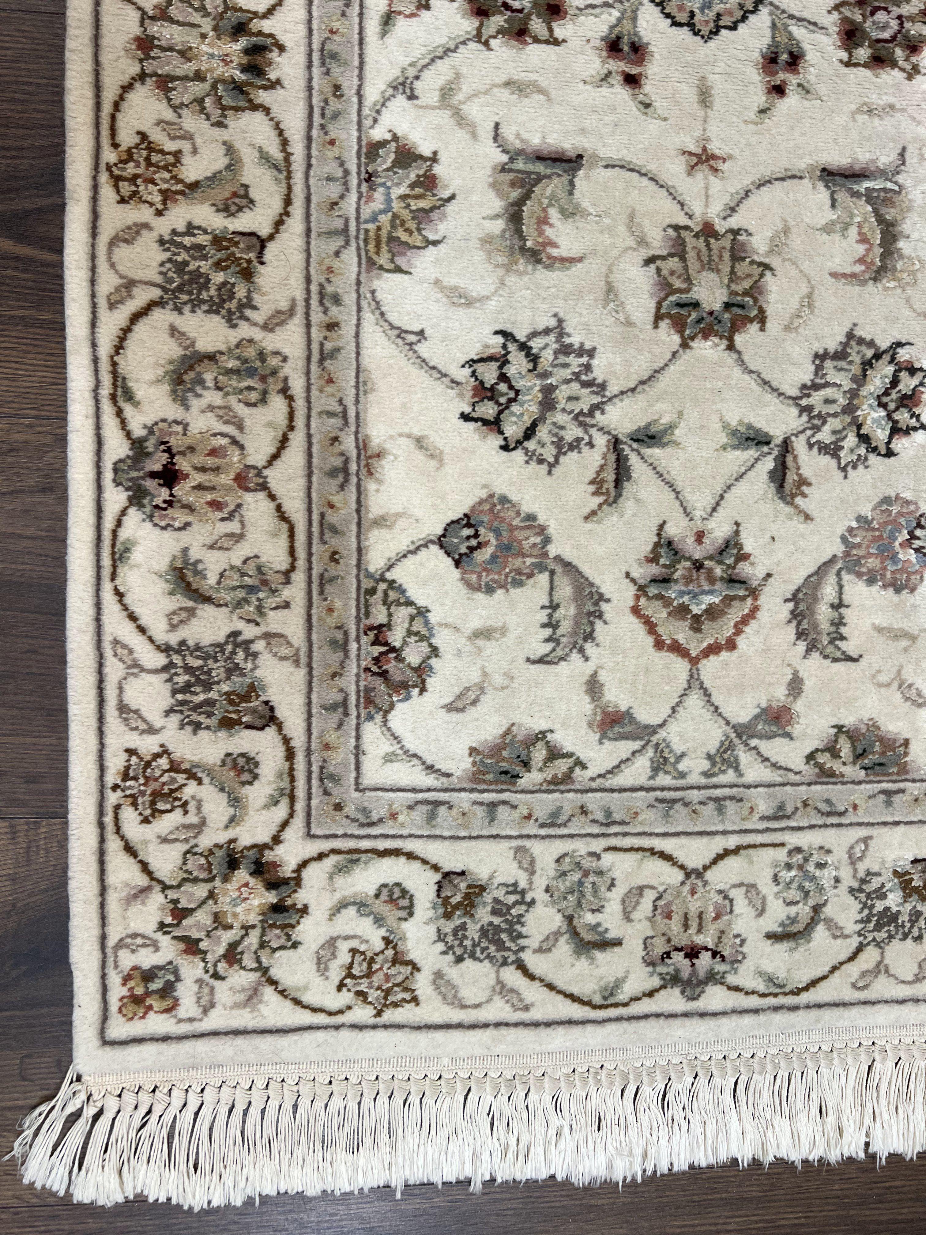 Sino Persian Runner Rug 2 x 6, Vintage Hand-Knotted Wool Ivory & Taupe Floral Hallway Rug, Traditional Fine Oriental Rug, Short Runner 2x6 - Jewel Rugs