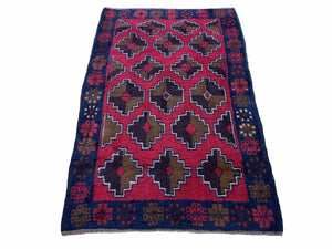 3' X 4' 7" Vintage Handmade Tribal Wool Rug Balouchi Rug Afghan Rug Red Brown - Jewel Rugs