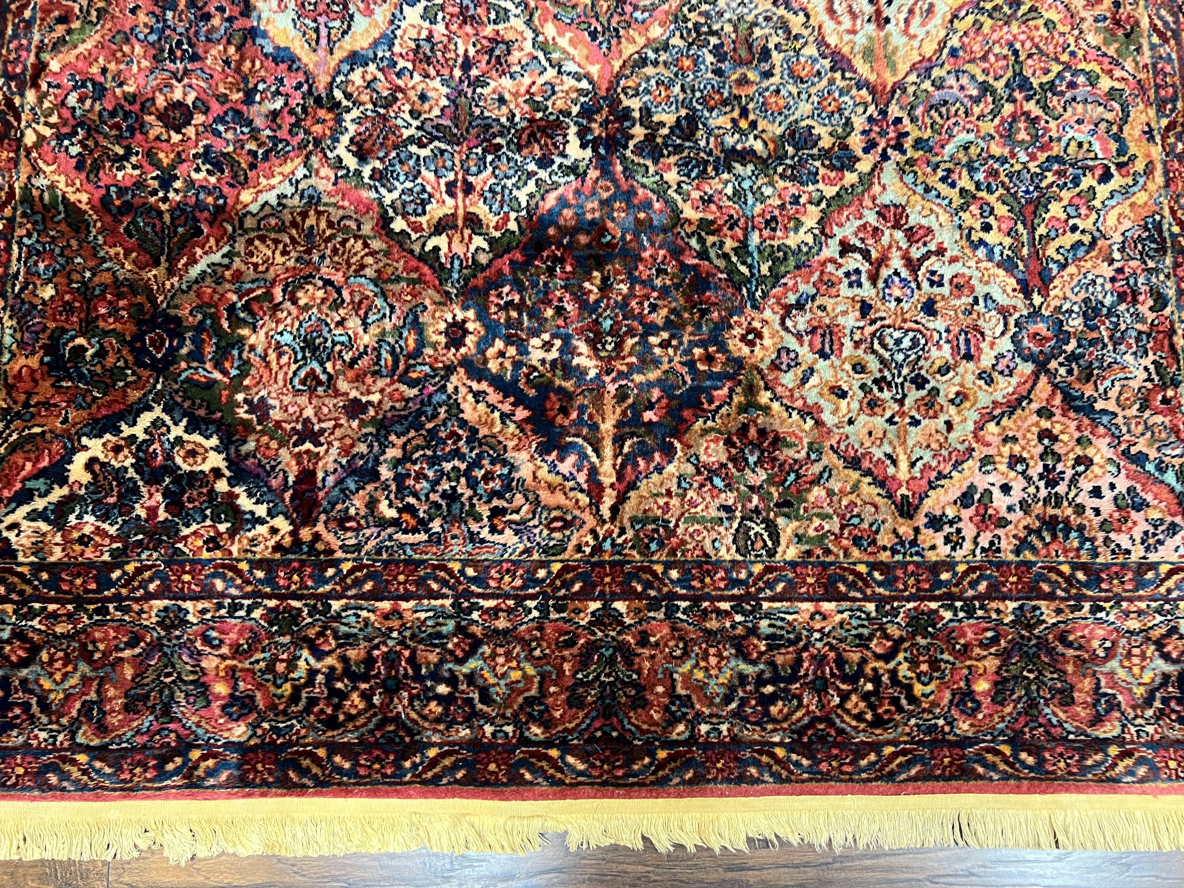 Karastan Multicolor Panel Kirman Rug #717, Wool Karastan Rug 5' 9" x 9', Antique Multipanel Kirman, Original Karastan Collection 700 Series - Jewel Rugs