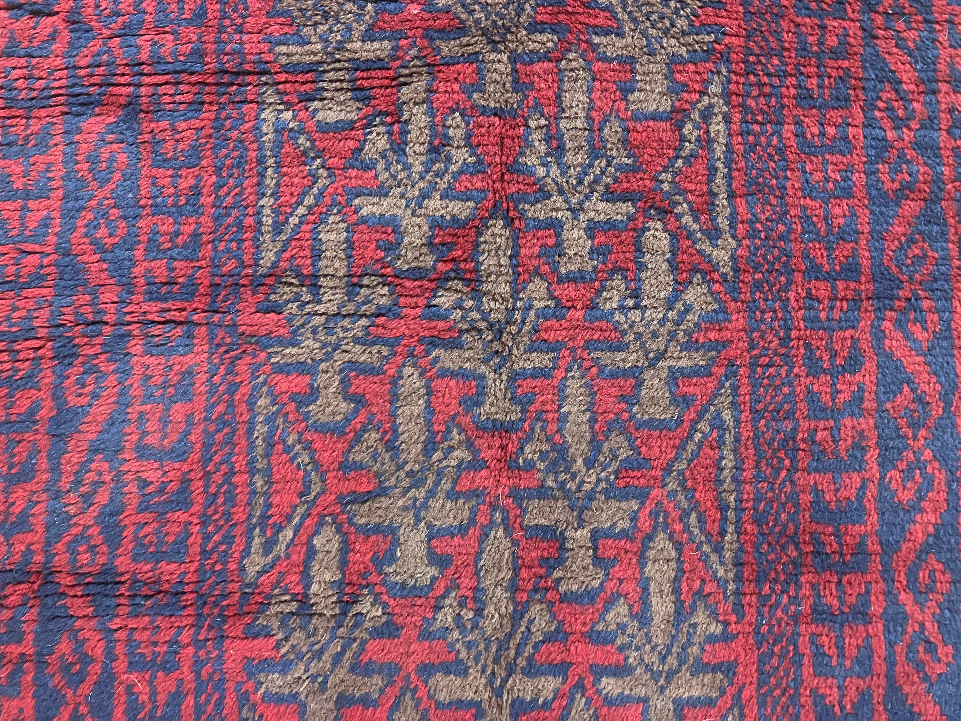 Vintage Balouchi Rug 3x5 Tribal Wool Carpet Red Blue Hand Knotted Afghan Rug - Jewel Rugs