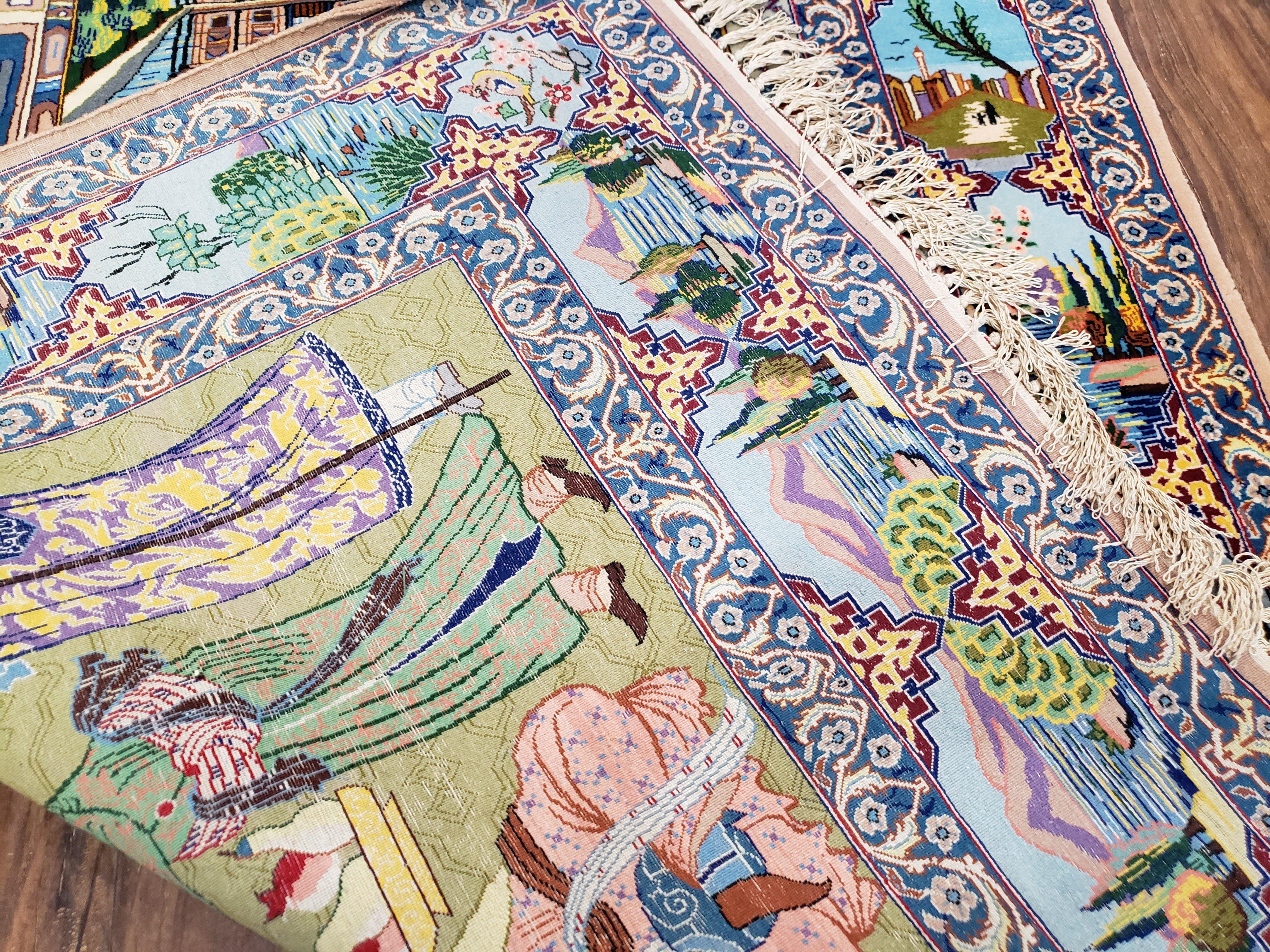 Persian Isfahan Pictorial Rug 3x5 – Kork Wool on Silk - Jewel Rugs