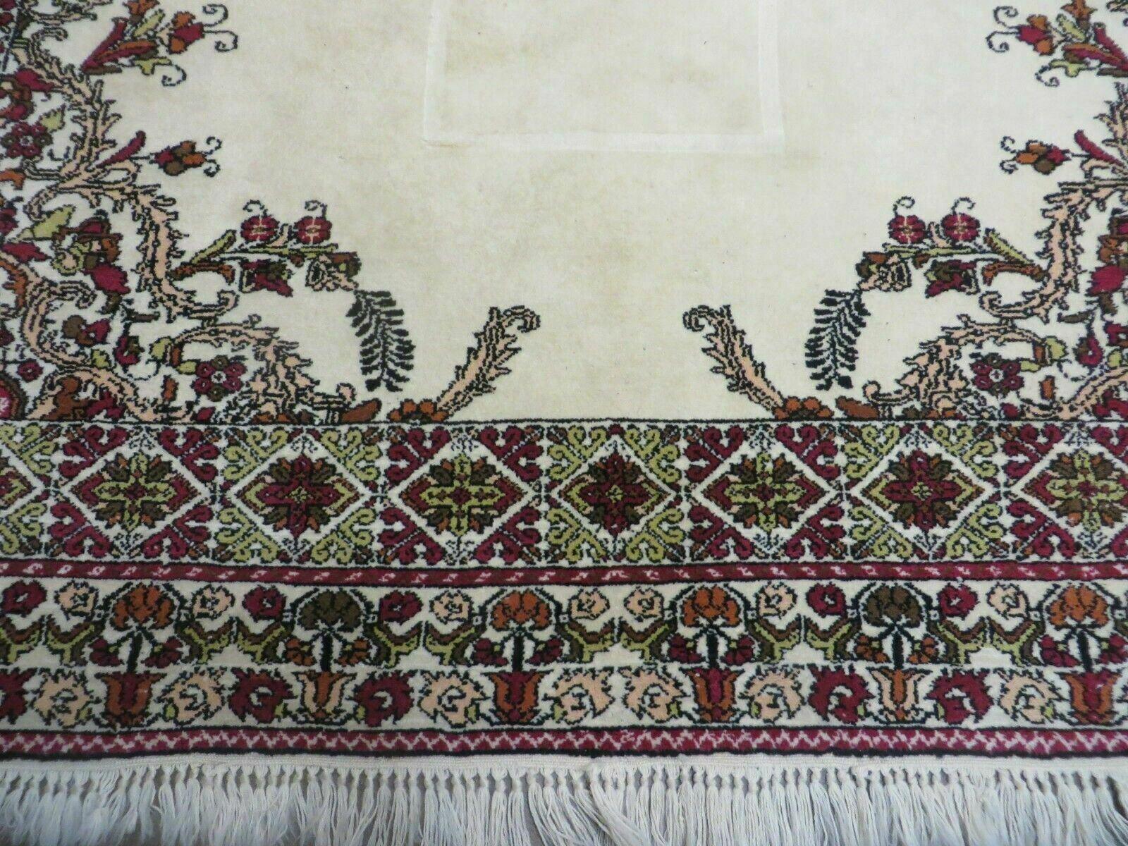 7x10 Moroccan Rug, Open Field Medallion, Berber Carpet, Hand Knotted Soft Wool Area Rug, Cream Color Background, Vintage Rug, Room Sized Rug - Jewel Rugs