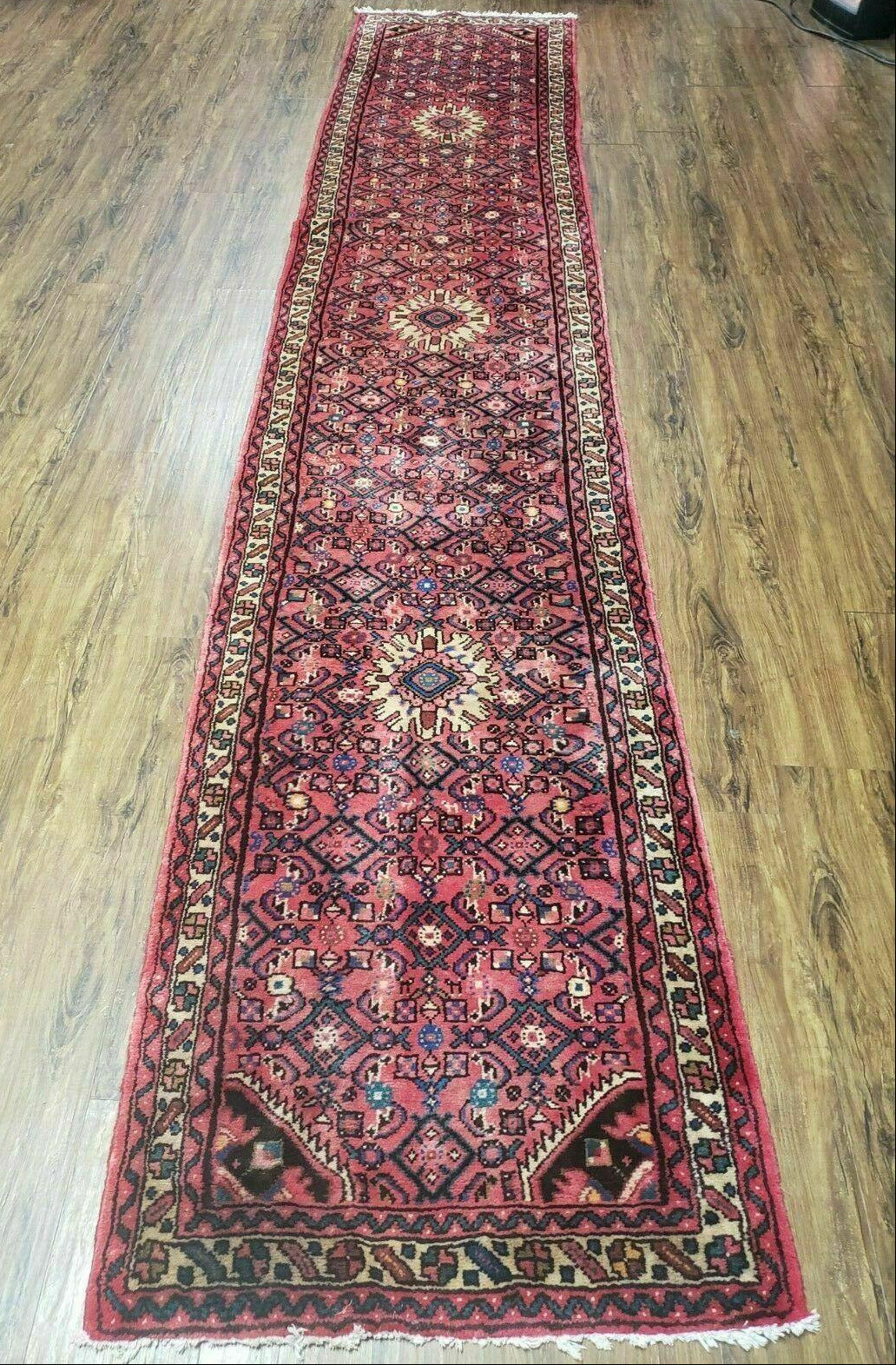 2' 8" X 14' Vintage Oriental India Floral Handmade Wool Runner Rug Red Nice - Jewel Rugs