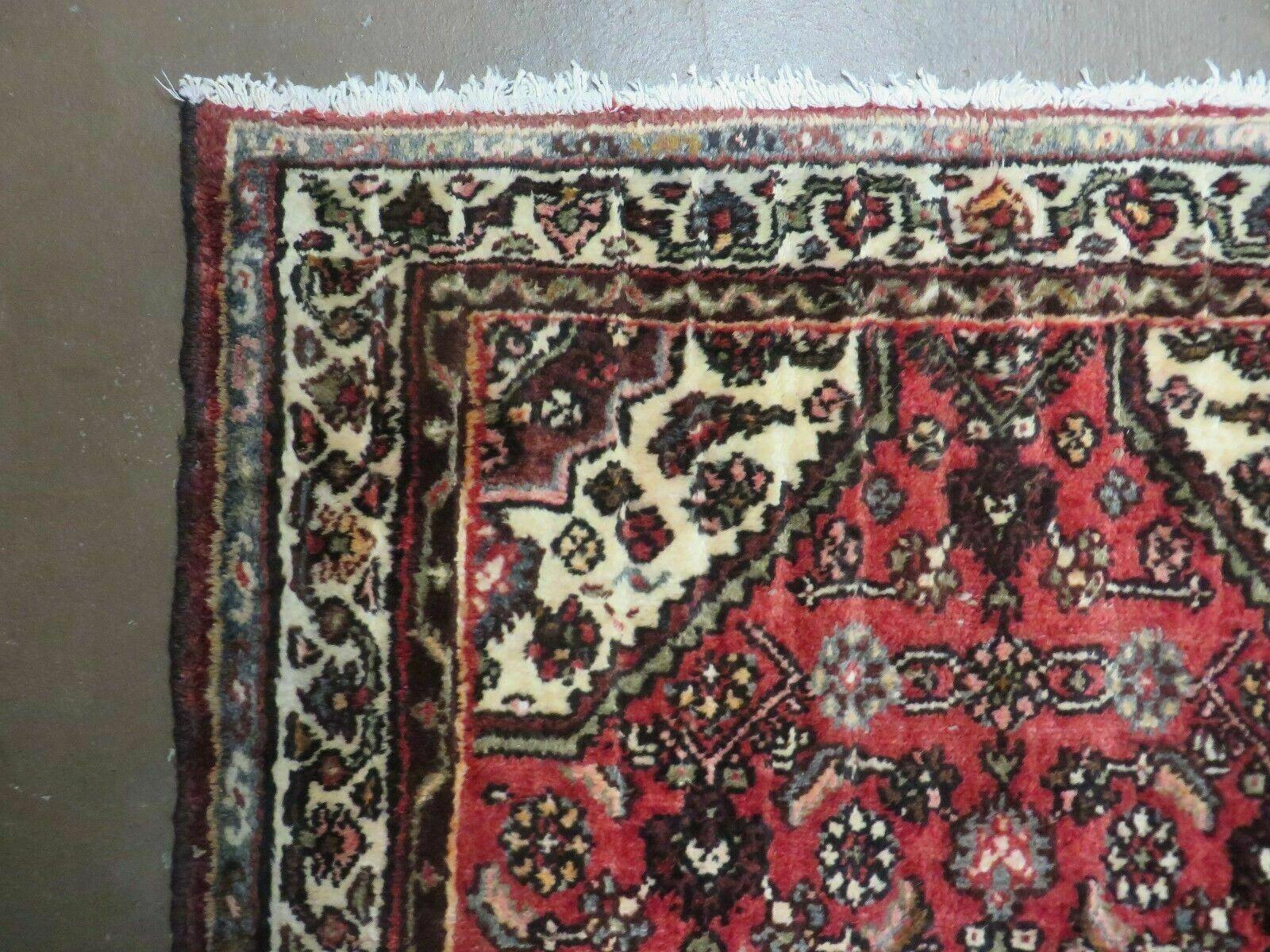 Persian Runner Rug, Antique Hamadan Runner, Wool Tribal Runner, Handmade Oriental Rug, Medallion Allover, Red & Cream, 3.4 x 9.5, 9ft Vintage Runner - Jewel Rugs