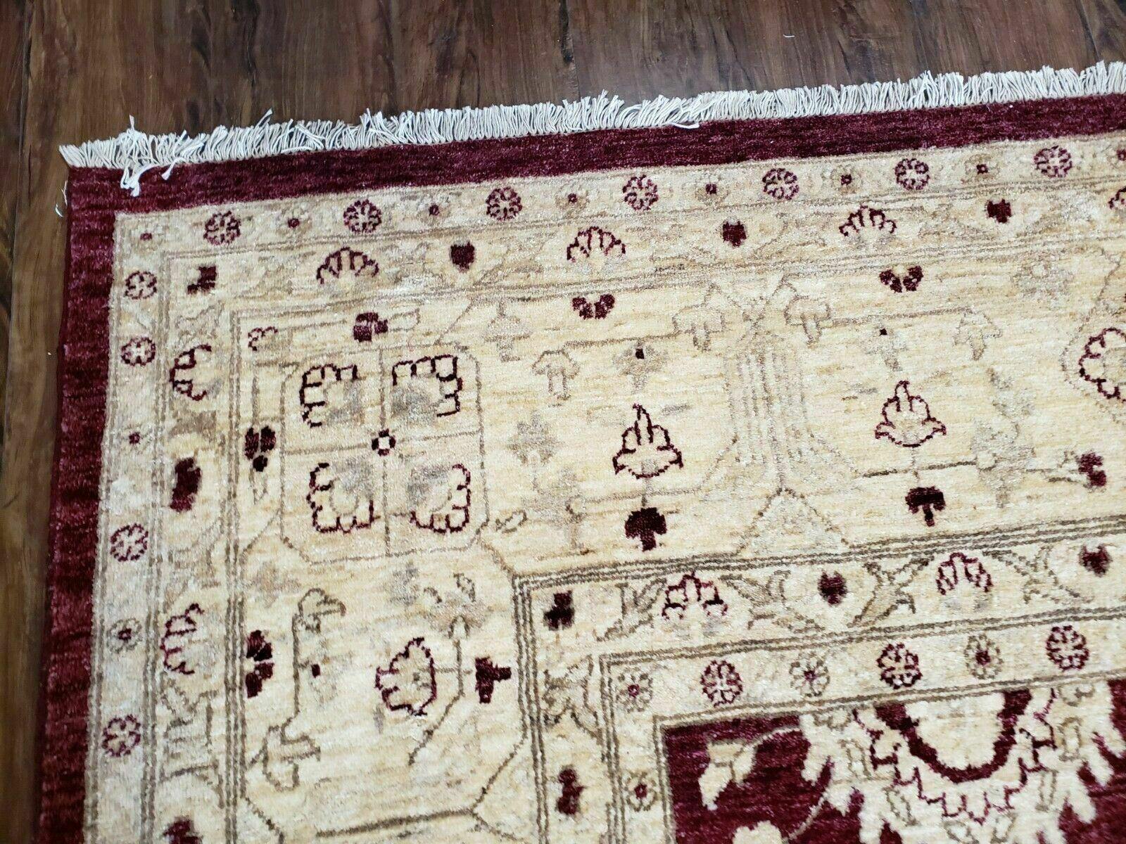 Pakistani Peshawar Rug 10x14, Handmade Chobi Carpet, Maroon & Beige - Jewel Rugs