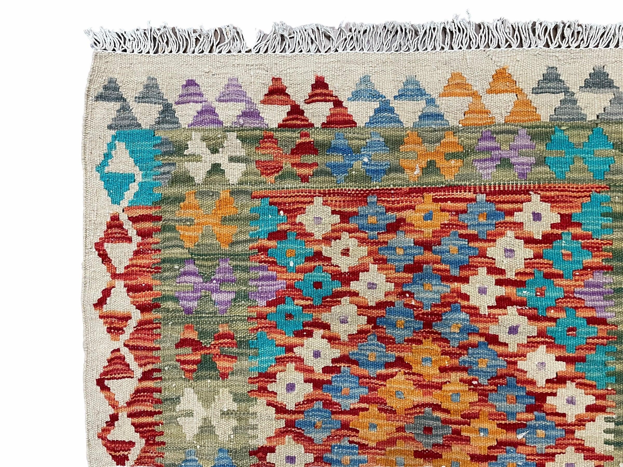 3x4 Colorful Kilim Rug 4 x 3 Multicolor Turkish Chobi Kilim Rug Small Flatweave Wool Playroom Rug New Tribal Kilim Rug - Jewel Rugs