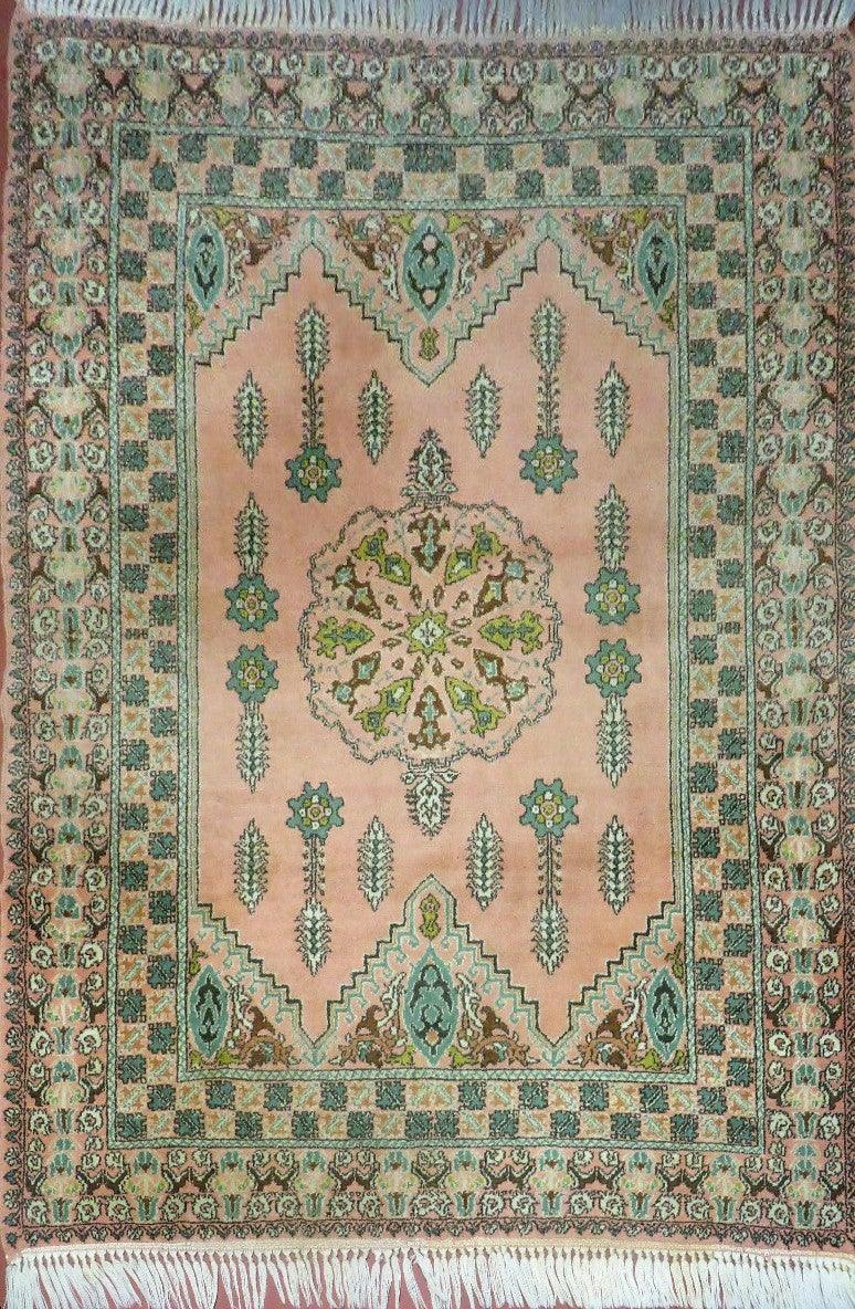 Vintage Moroccan Rug 5x6, Berber Carpet, Light Pink and Green, Soft Wool Rug, Geometric Medallion Rug, Bohemian Area Rug, Handmade Oriental - Jewel Rugs
