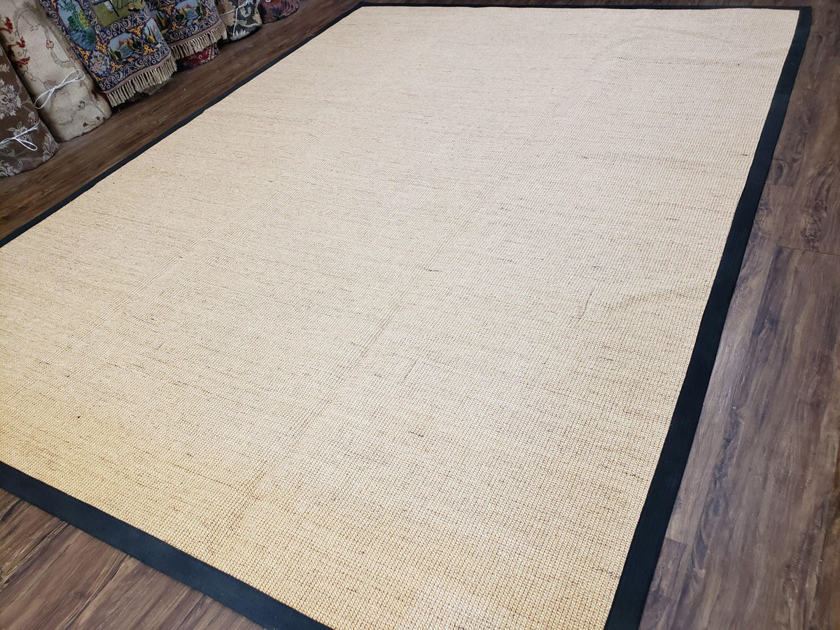 Jute Rug 8x10, Natural Jute Fiber Area Rug, Natural Sisal Area Rug wit Jewel Rugs