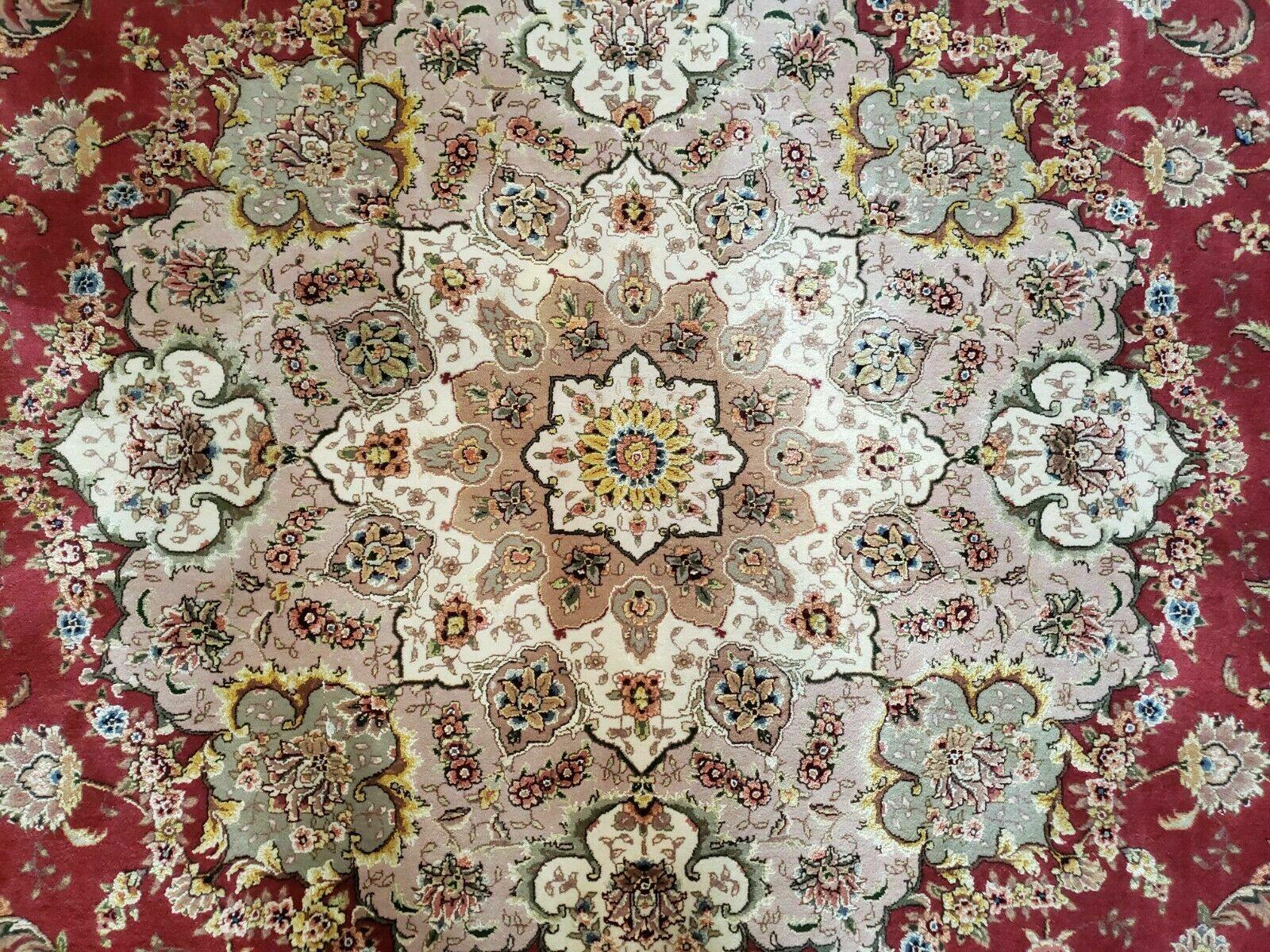 10' X 14' Handmade Fine Wool Rug Carpet Silk Accent Floral Dome Medallion Red Wow - Jewel Rugs